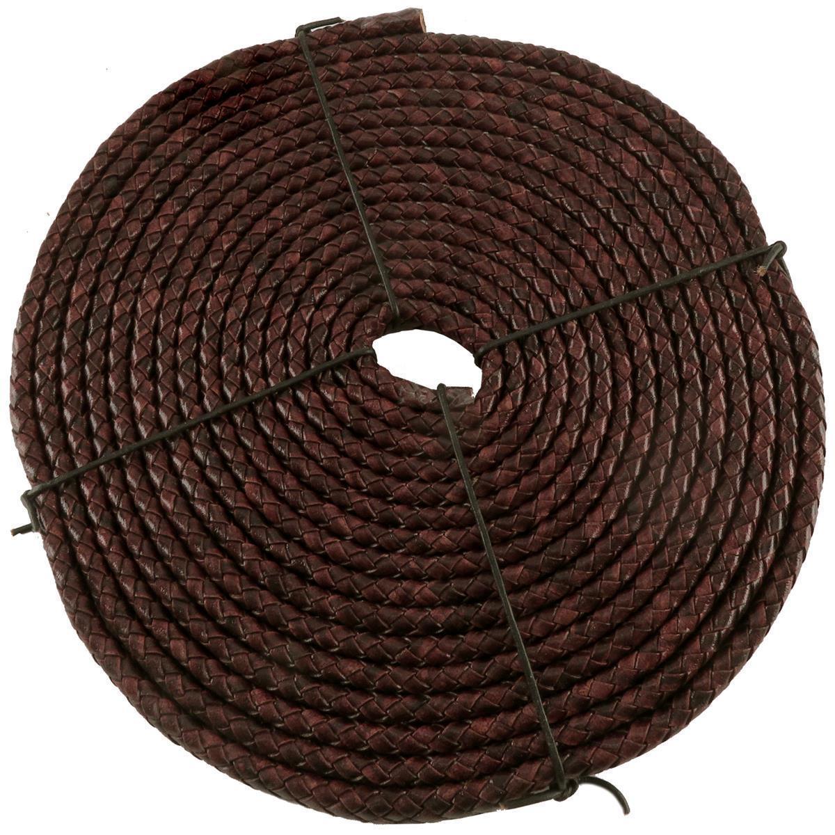 Lederband Geflochten oval | 10 mm x 6 mm | Antik Dunkelbraun