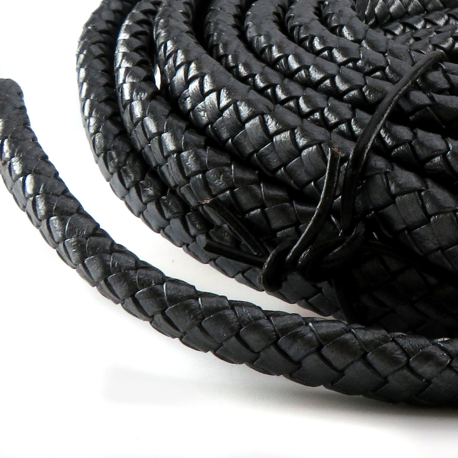 Lederband Geflochten oval | 10 mm x 6 mm | Schwarz