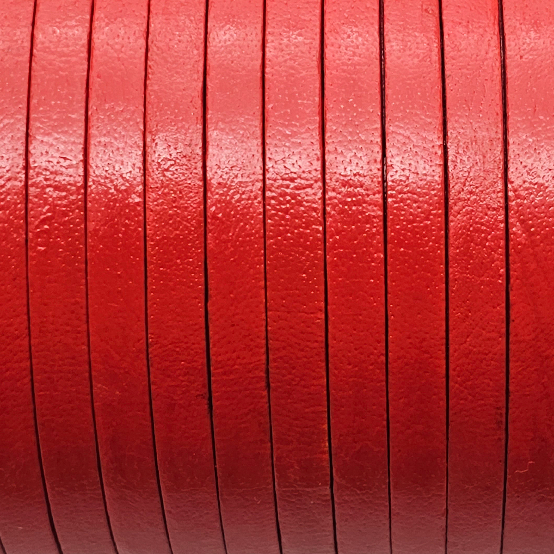 Lederband Flach 5 mm x 1,5 mm - Orange. Länge: 50 m auf Rolle