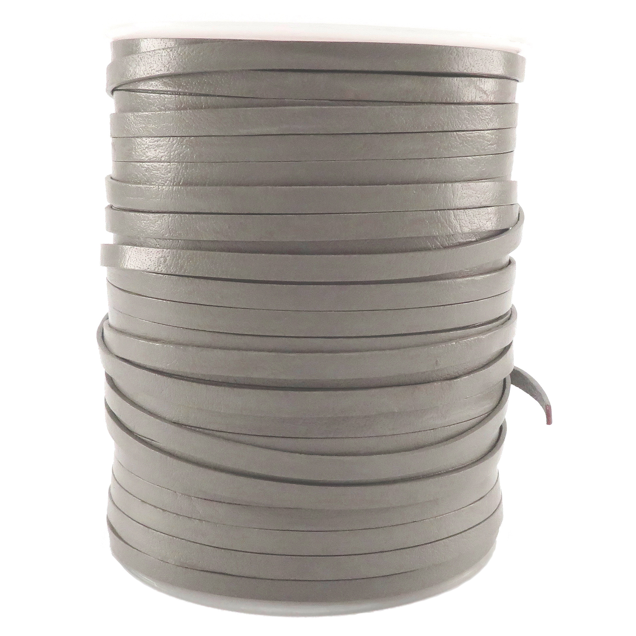 Lederband Flach 5 mm x 1,5 mm - Grau. Länge: 50 m auf Rolle