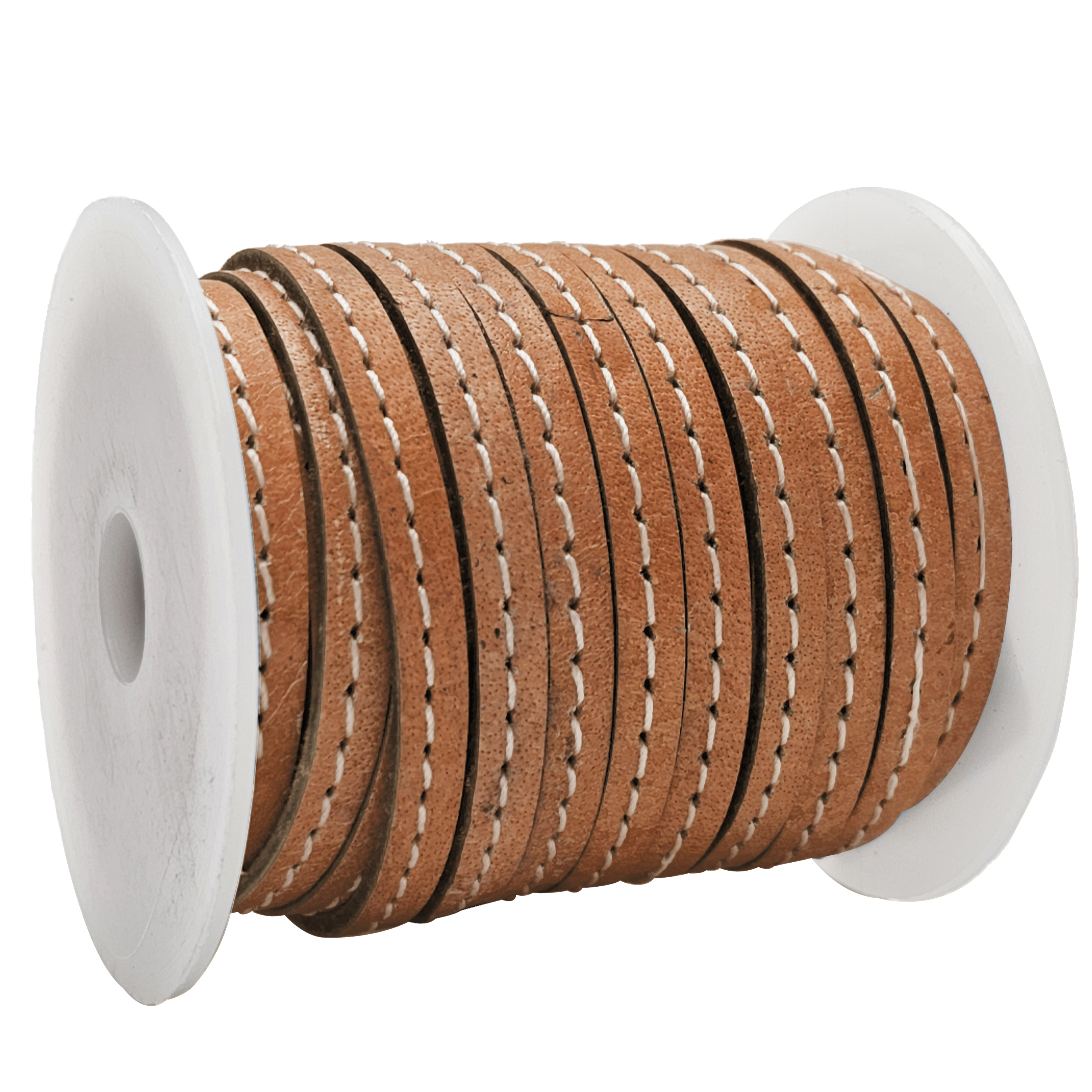 Lederband flach mit Ziernaht  5 x 1,5  mm - KO/09 Ocker 10 m