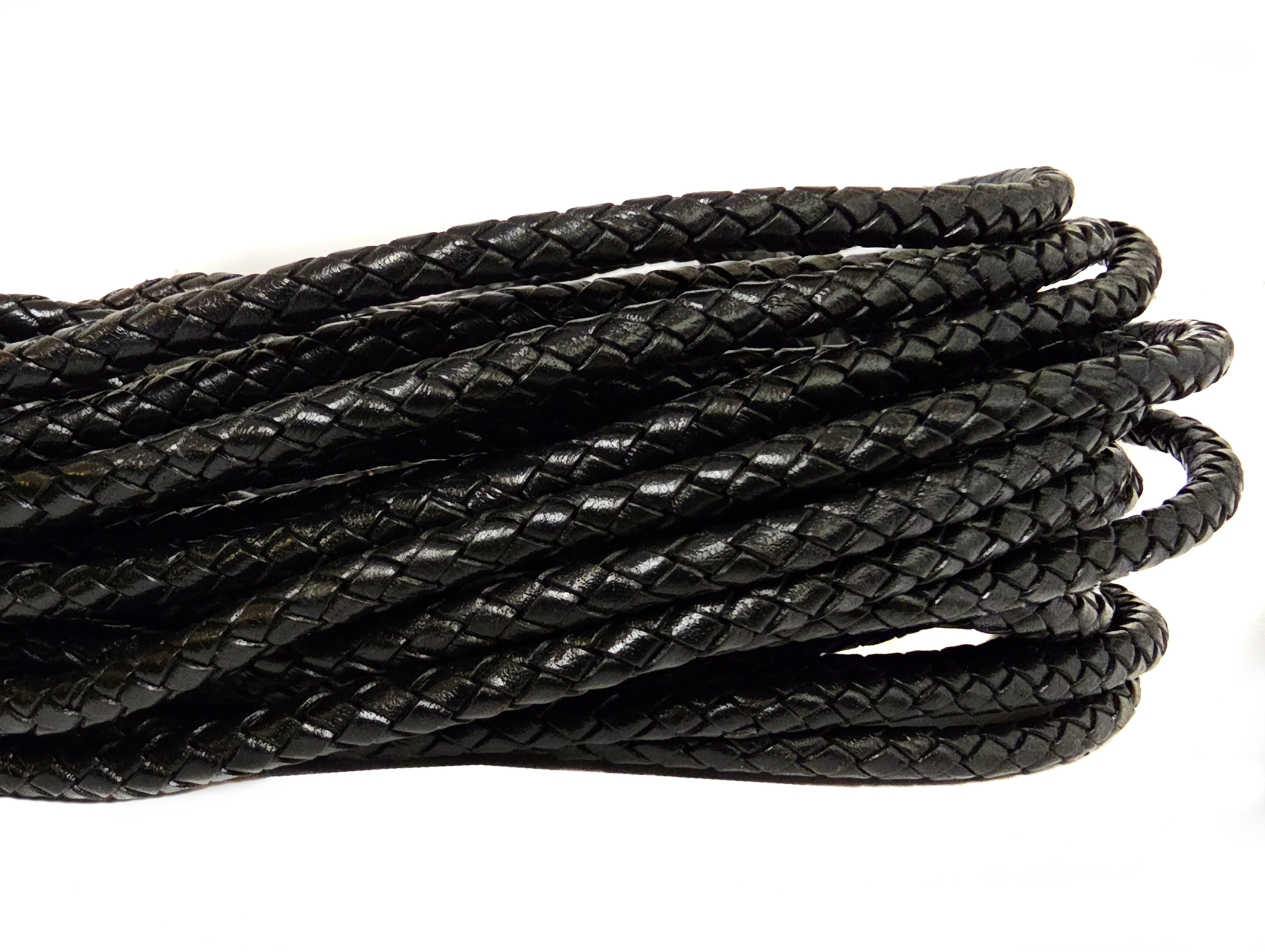 Lederschnur geflochten 5 mm - Schwarz
