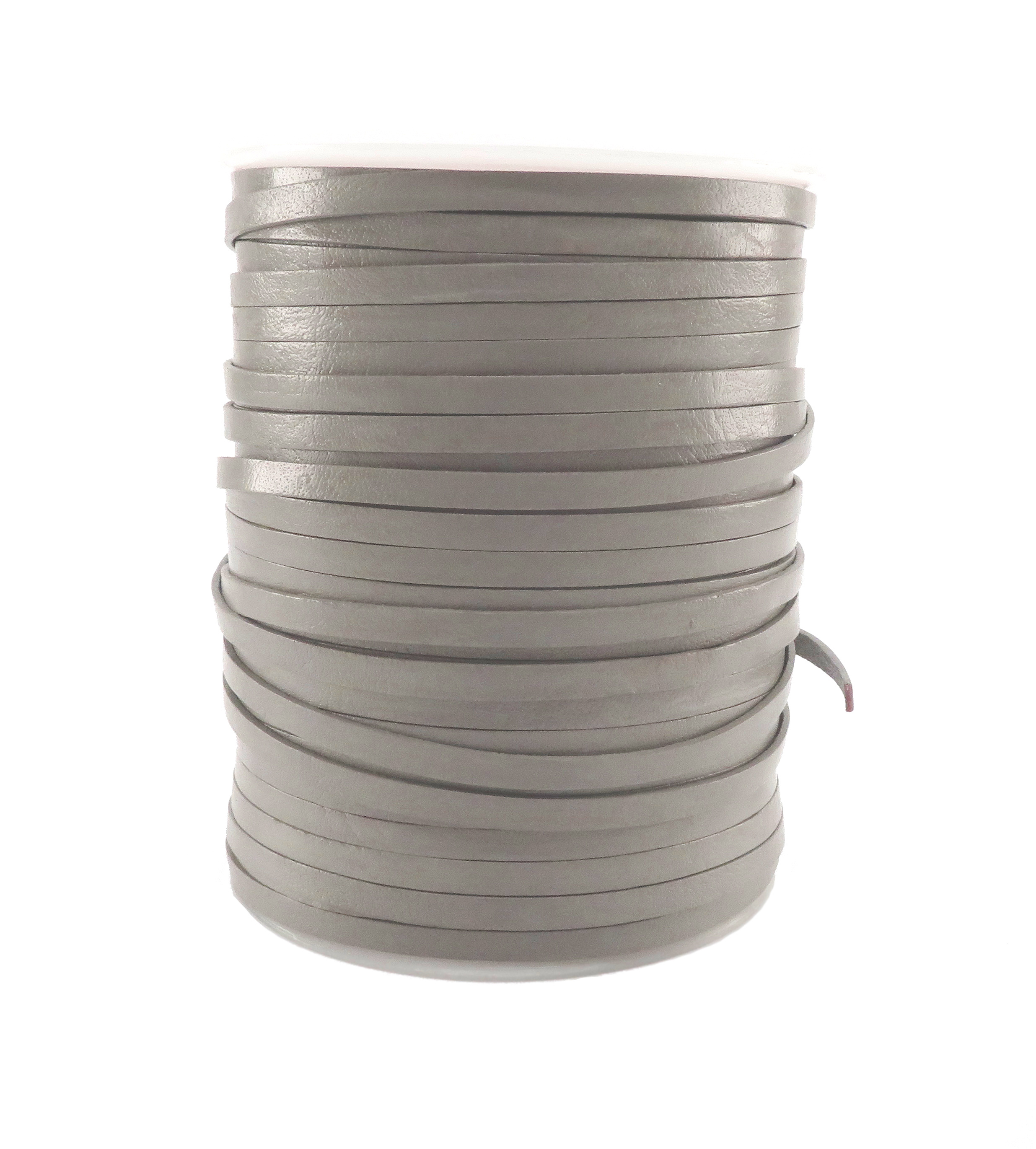 Lederband Flach 5 mm x 1,5 mm - Grau. Länge: 50 m auf Rolle