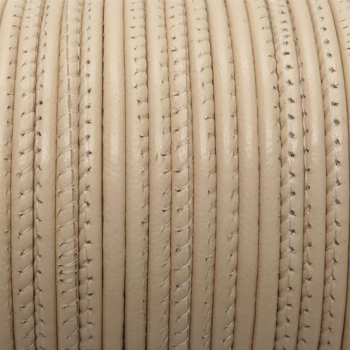 Lederschnur Rund gesäumt 2,5 mm - Natur. Länge: 3 m