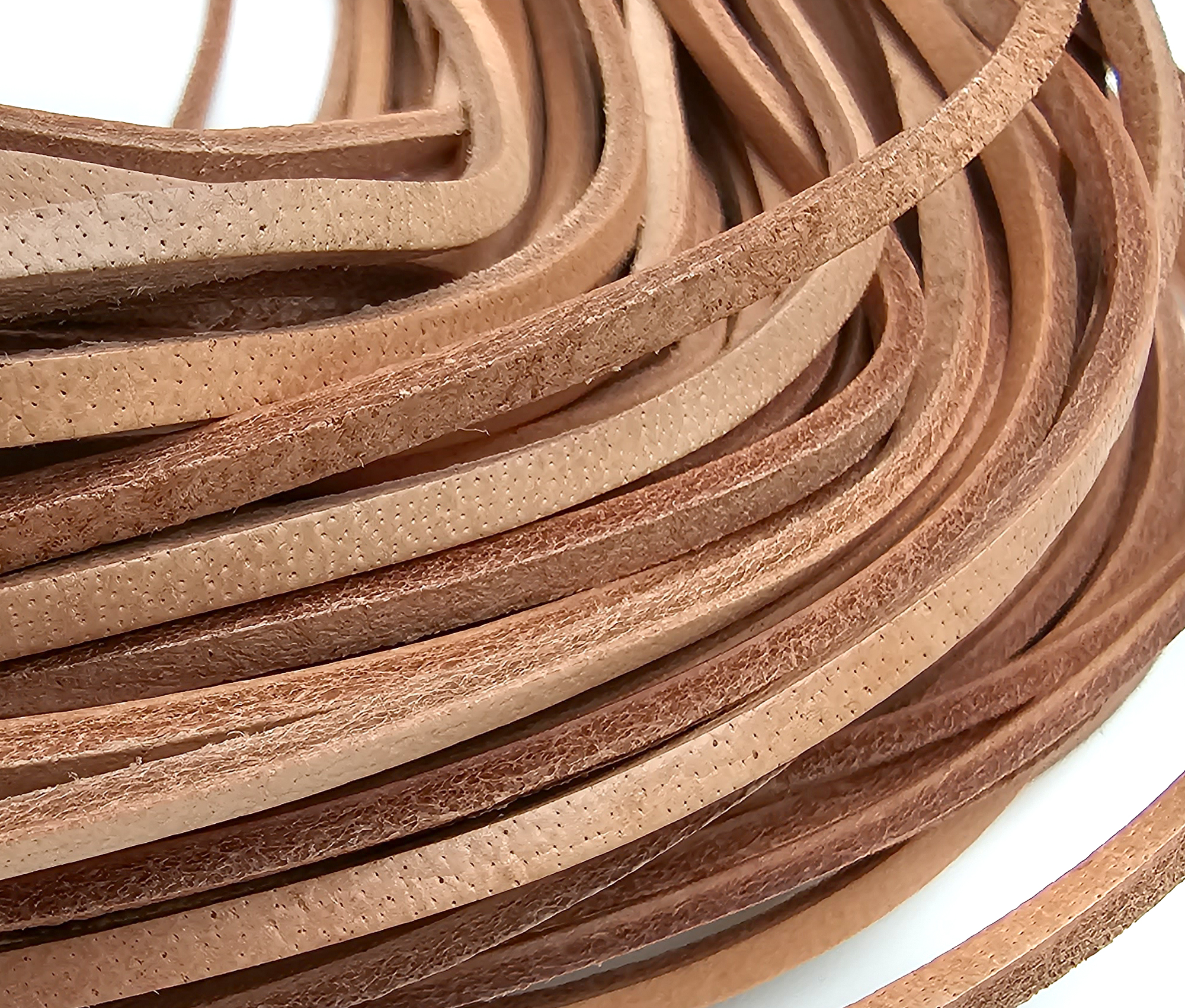Lederband Flach Eckig 3 mm x 2 mm - Natur. Länge: 50 m