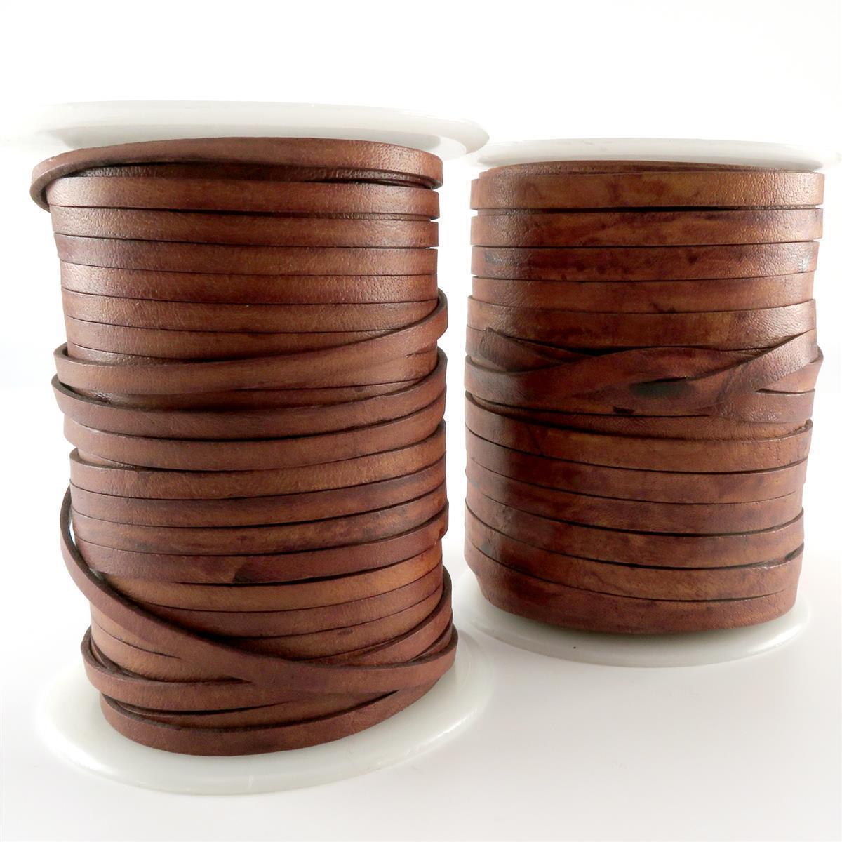 Lederband Flach 7 mm x 1,5 mm - Antik Hellbraun. Länge: 15 m