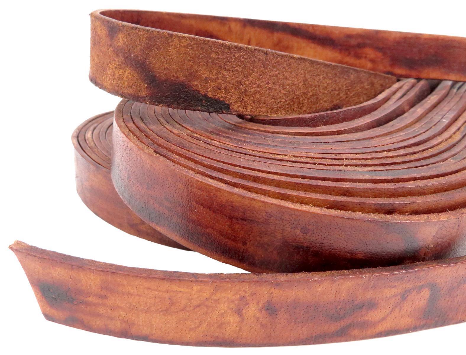 Lederband Flach 20 mm x 2,5 mm - Antik Braun. Länge: 50 m