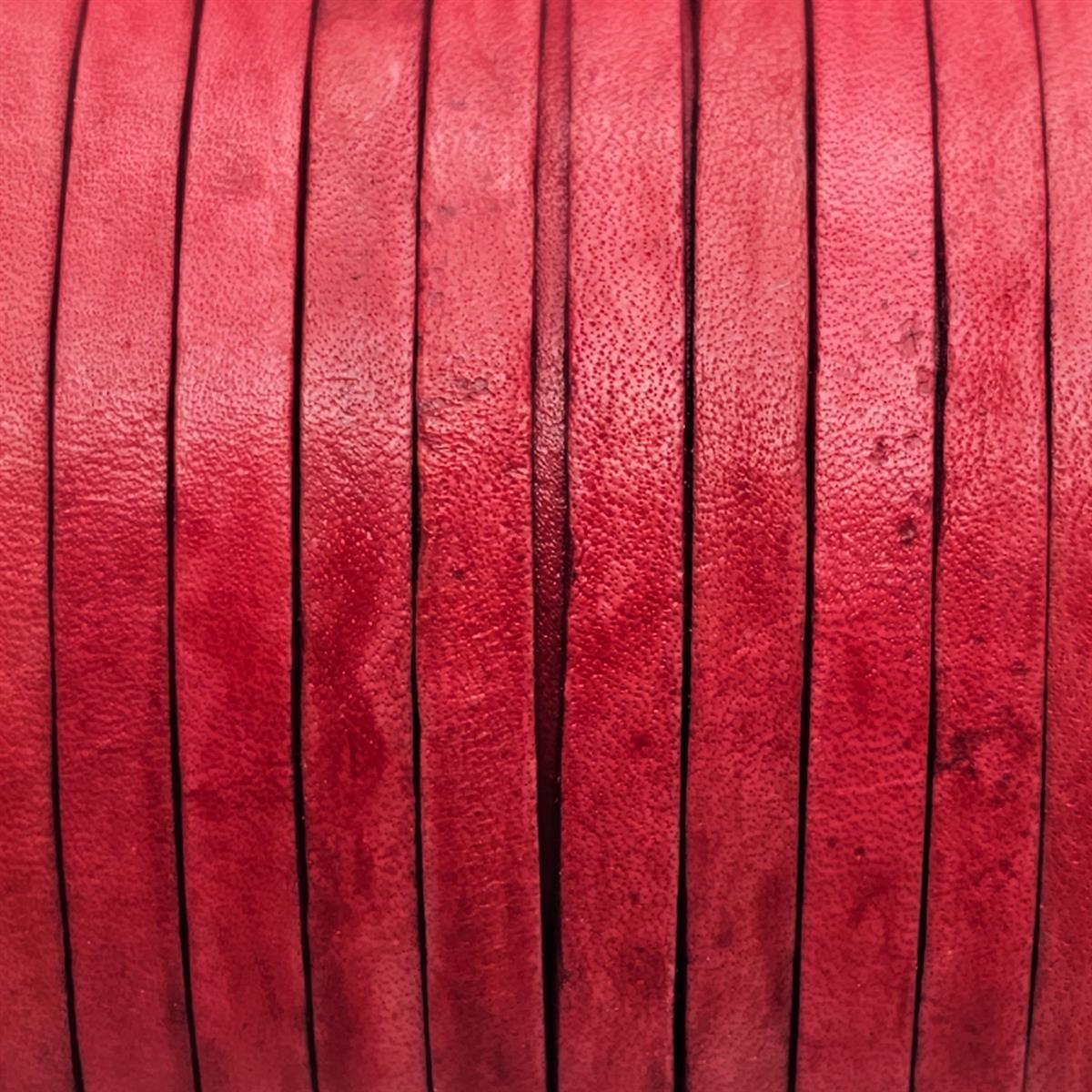 Antik Rotes Lederband, flach 3 mm Breite