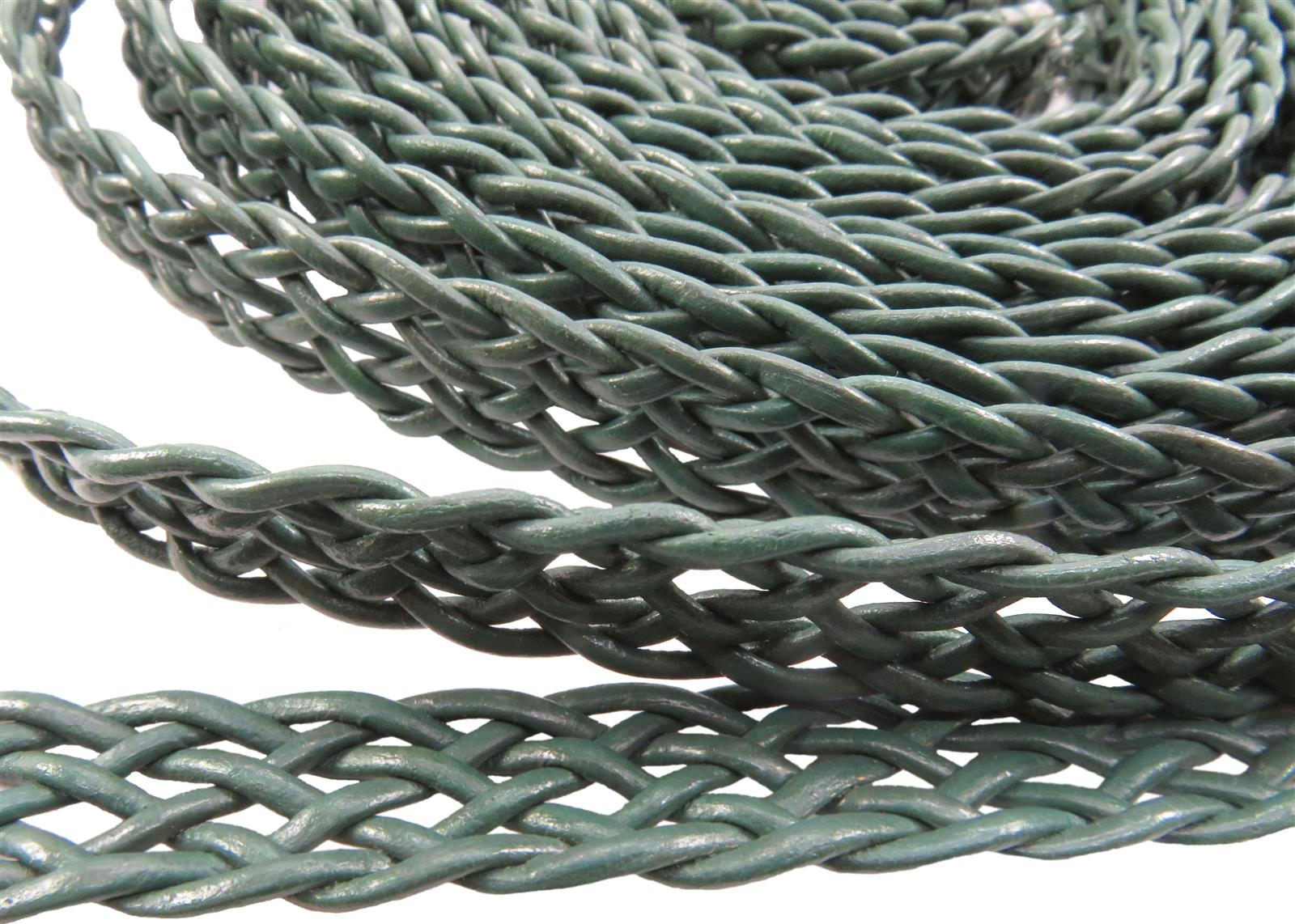 Lederband geflochten Flach 15 mm, Dicke: ca. 2,5 mm, Länge: 1 m. Olive