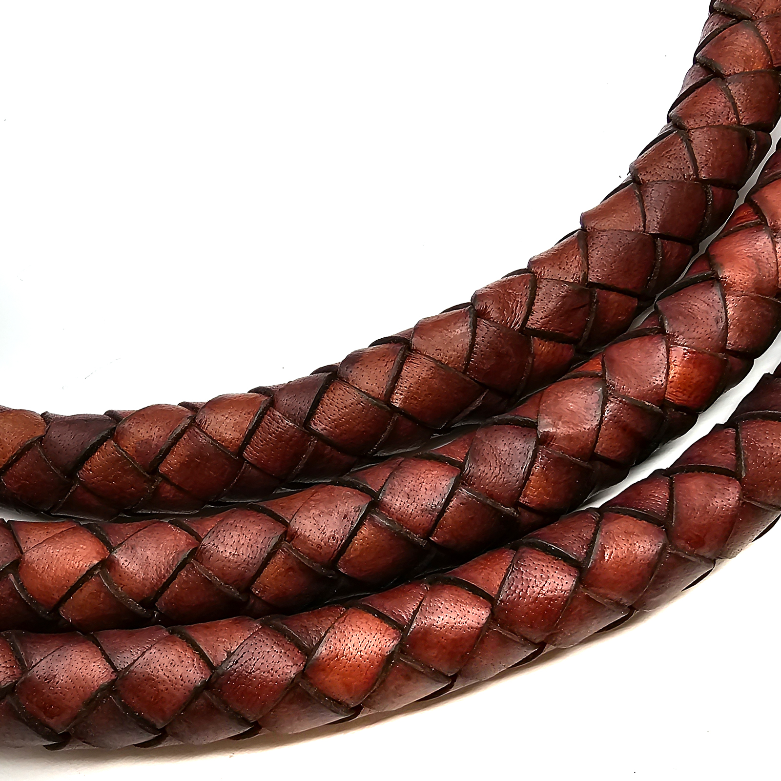 Lederschnur geflochten 20 mm - Antik Braun. Länge: 2 Meter