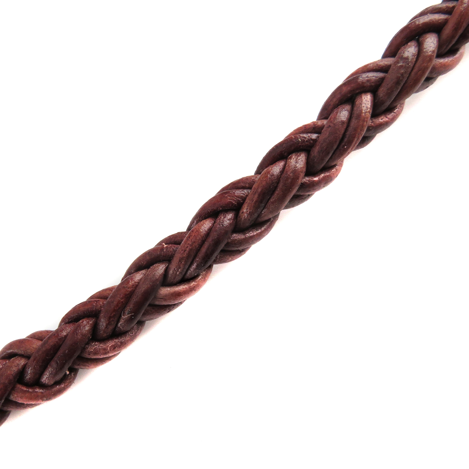 Lederschnur geflochten 7 mm - Antik Dunkelbraun. Länge: 10 m