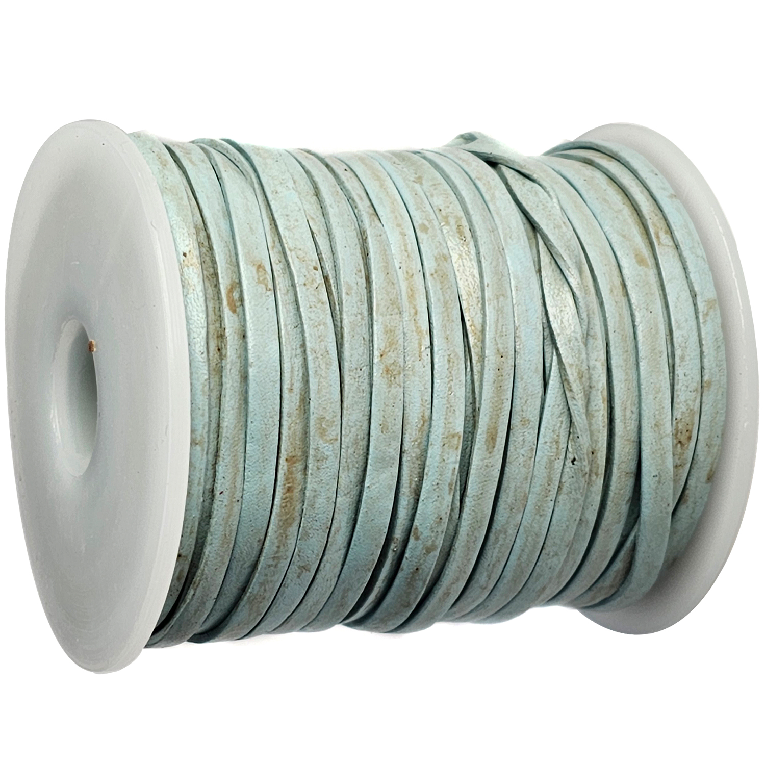 Lederband flach 3 mm Breite, 1 mm Dick fürs kreative Handwerk, Lederschmuckherstellung in Antik Türkis