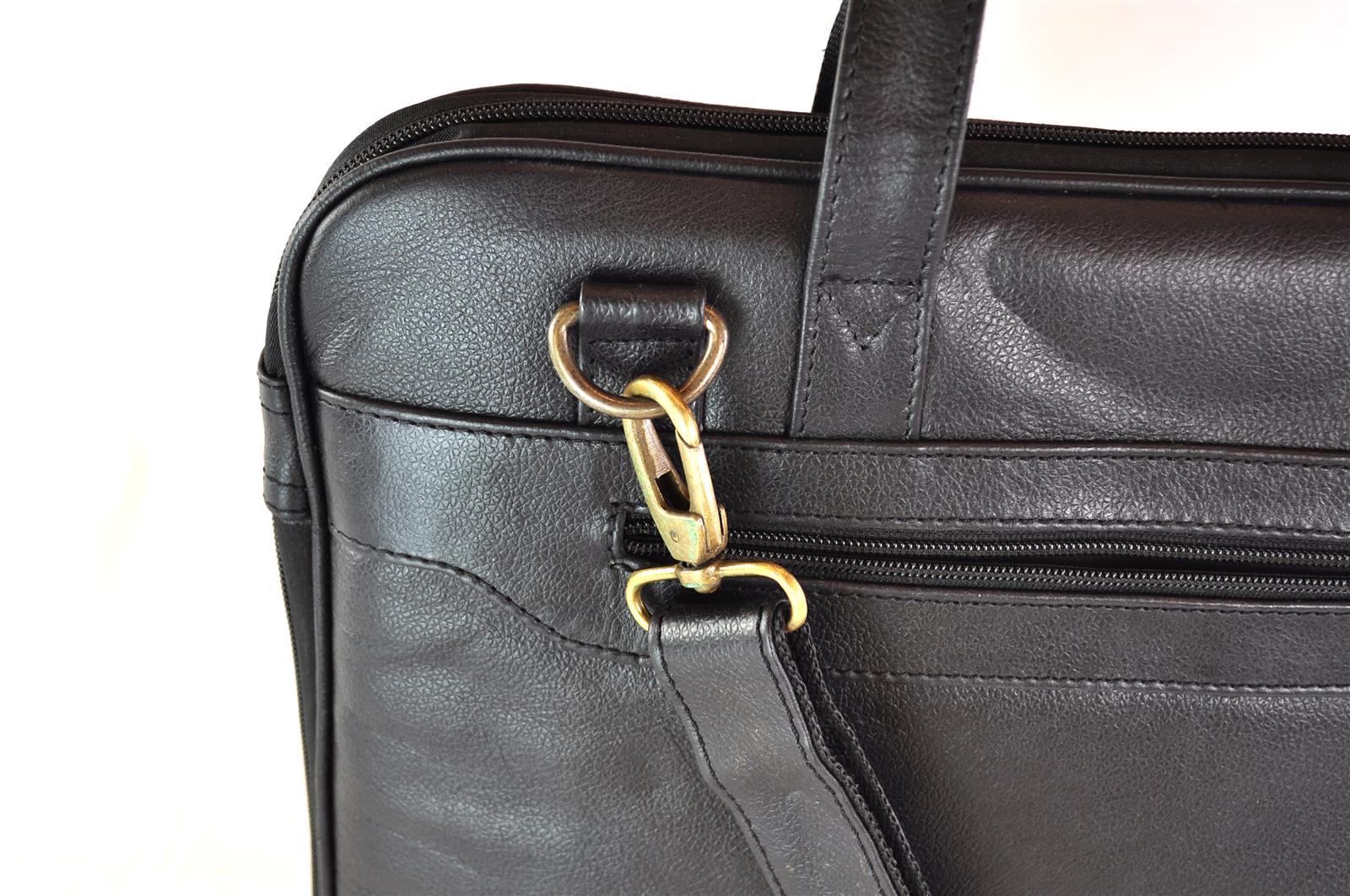 Klassische Ledertasche für Laptop und Unterlagen in Schwarz