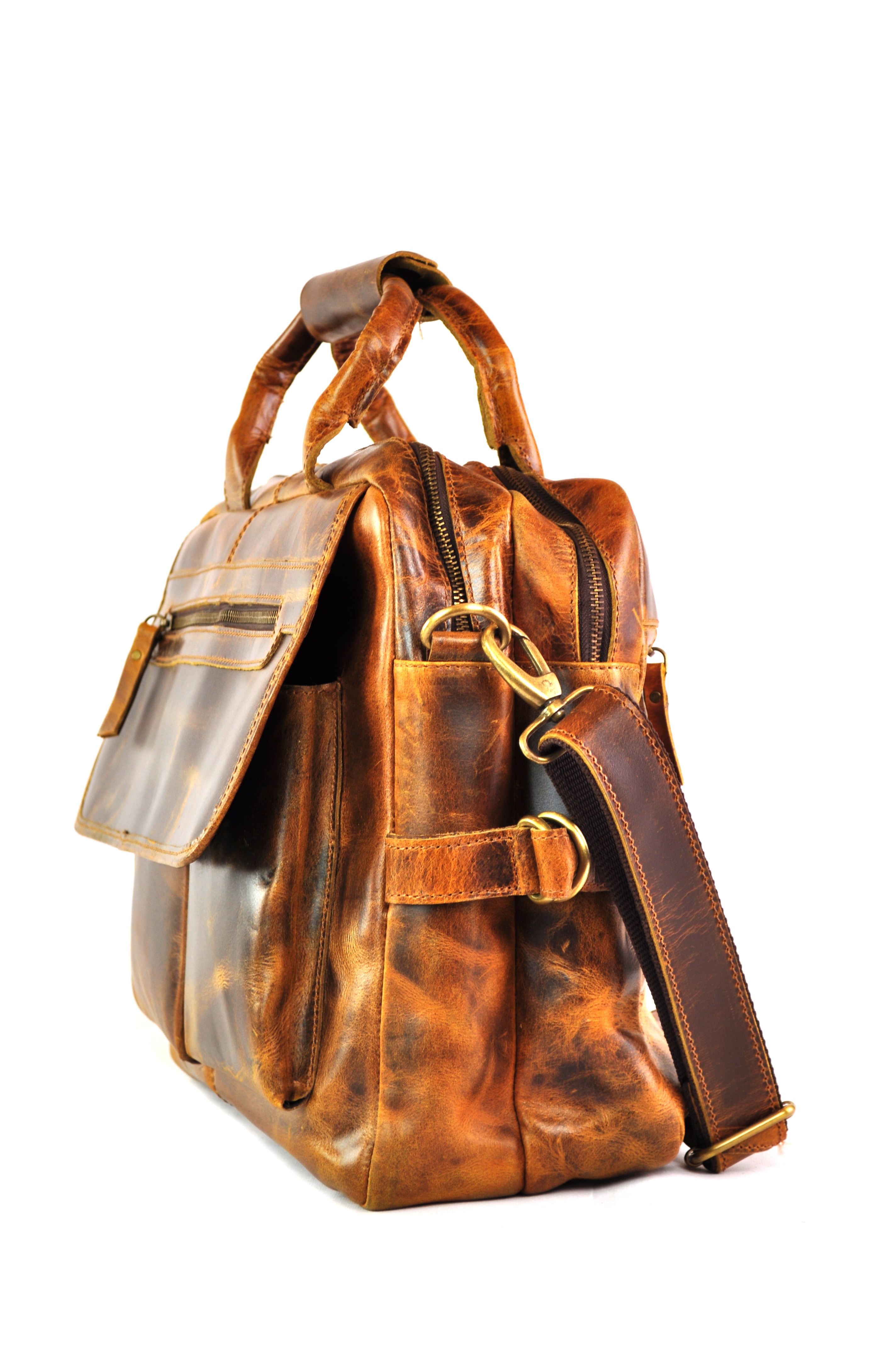 Ledertasche – Shabby Antik Braun 40cm x 30cm x 13cm