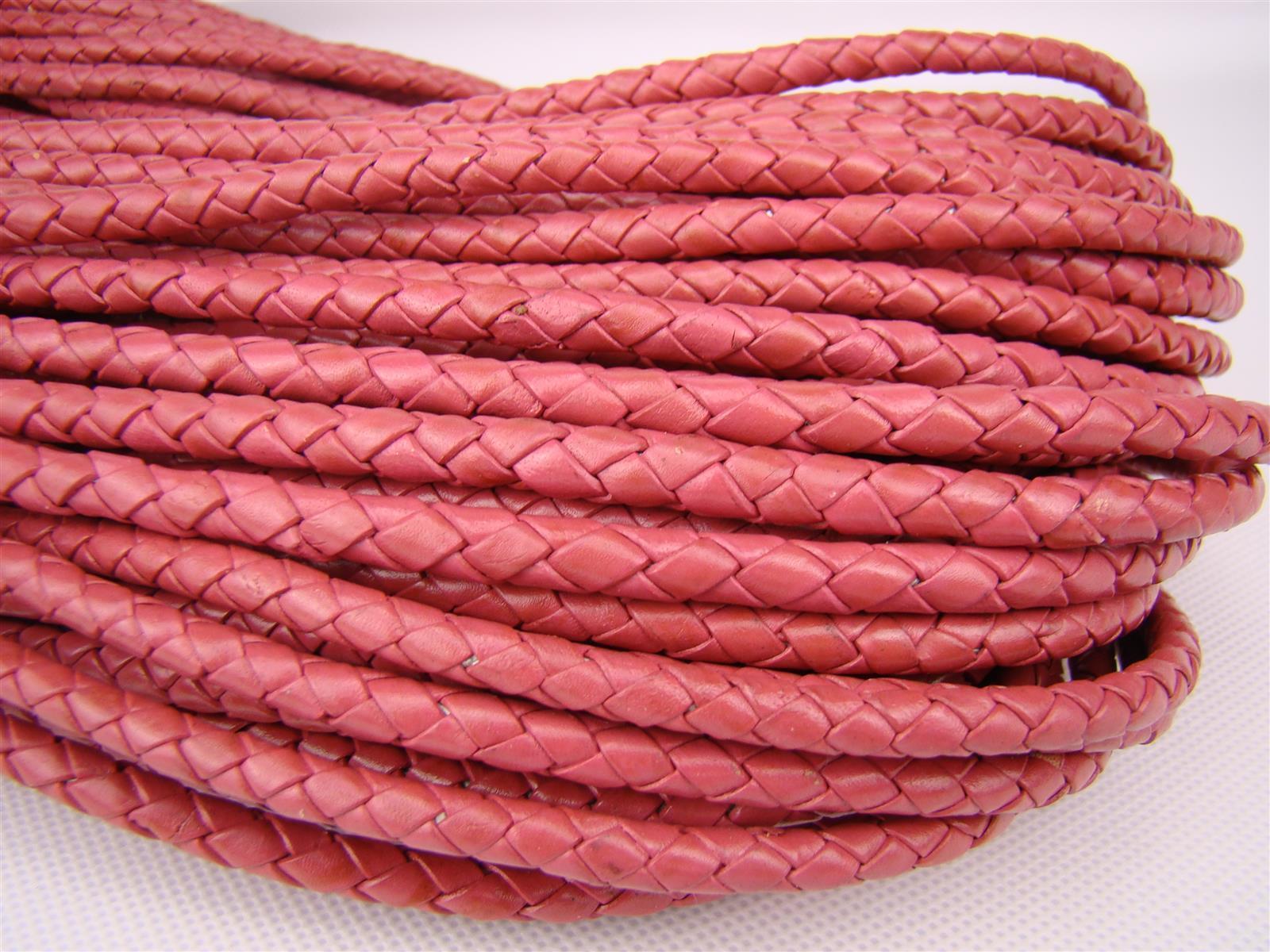 Lederschnur geflochten 3 mm - Pink. Länge: 20 m