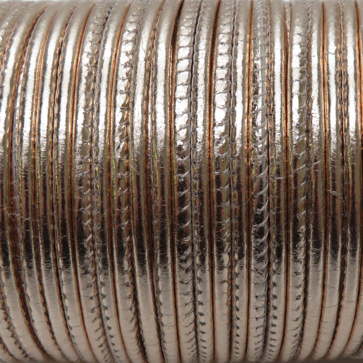 Lederschnur Rund gesäumt 2,5 mm - Rosegold. Länge: 3 m