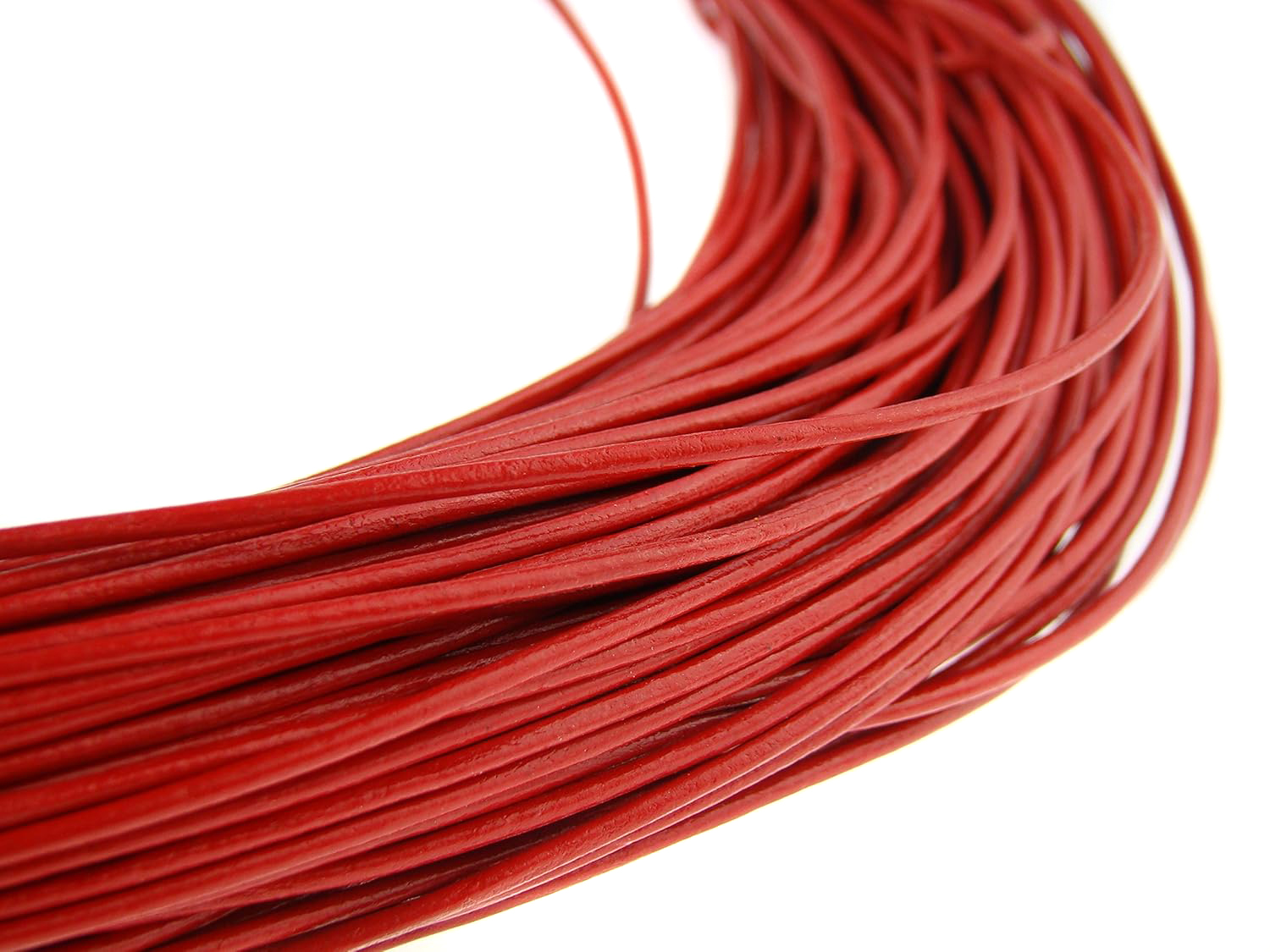 Lederschnur Rund 1,5 mm - Rot. Länge: 50 m auf Rolle