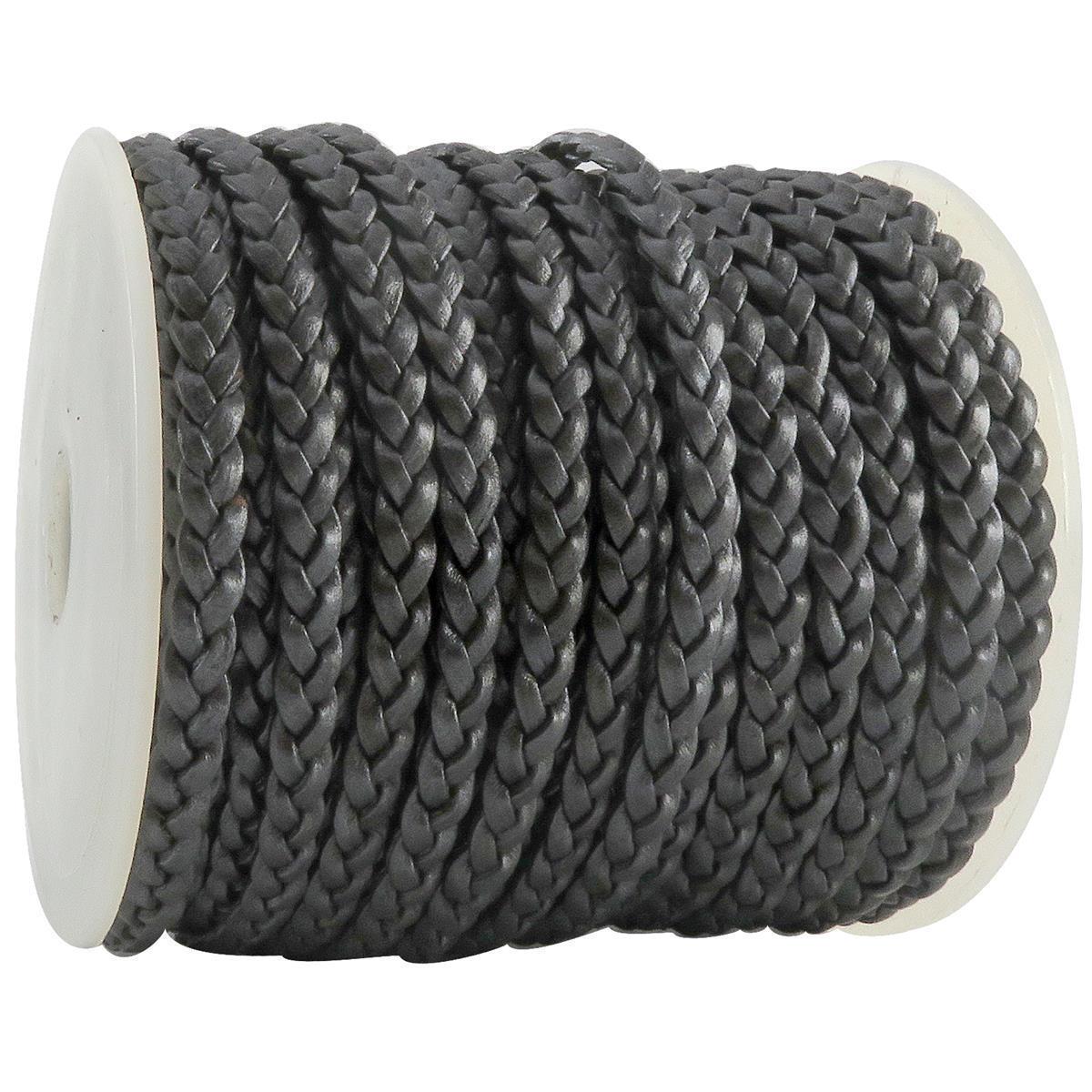 Lederschnur geflochten Flach 5 mm - Grau Metallic. Länge: 3 m