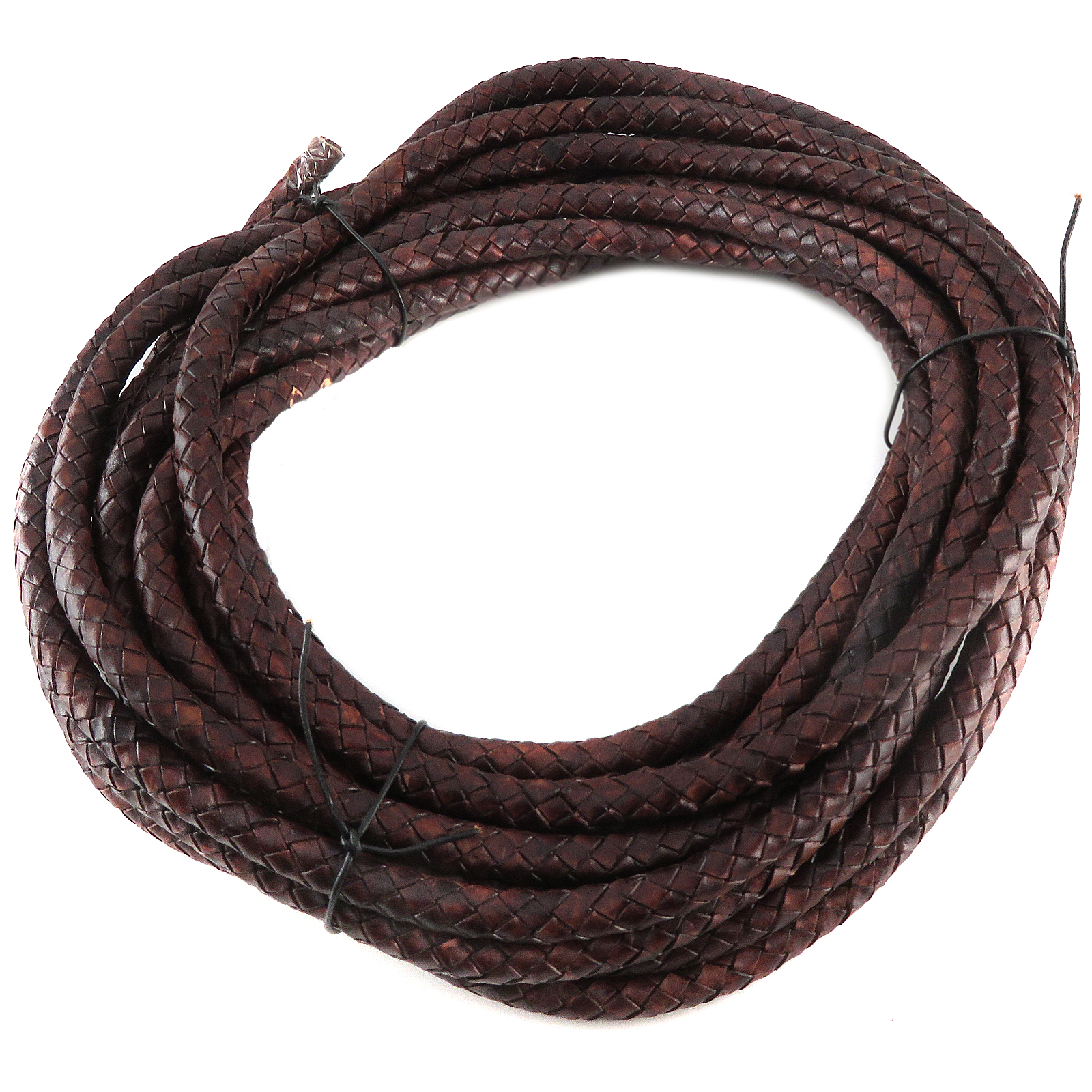 GL10013_01 Lederschnur geflochten 10 mm - Antik Braun. Länge: 3 m