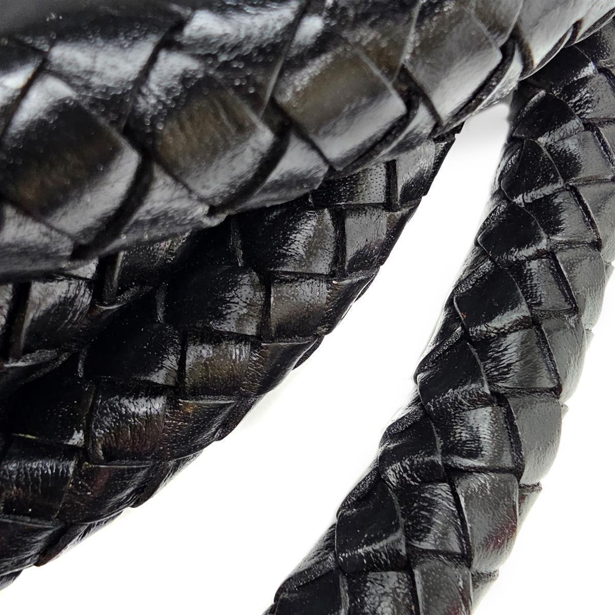 Lederschnur geflochten 15 mm - Schwarz. Länge: 5 m