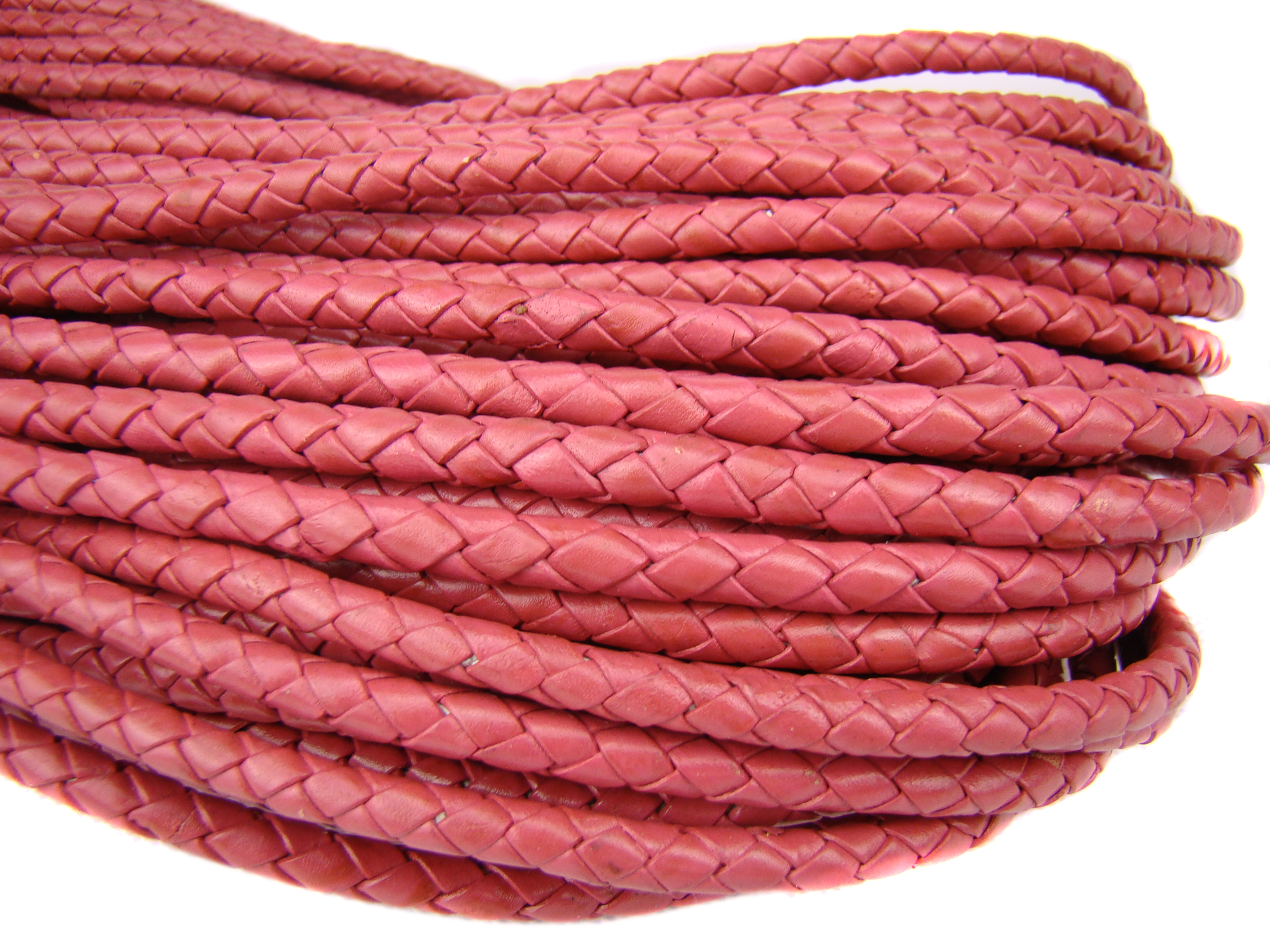 Lederschnur geflochten 5 mm - Pink. Länge: 20 m