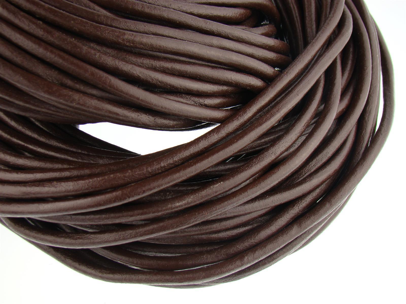 Lederschnur Rund 6 mm - Braun. Länge: 3 m