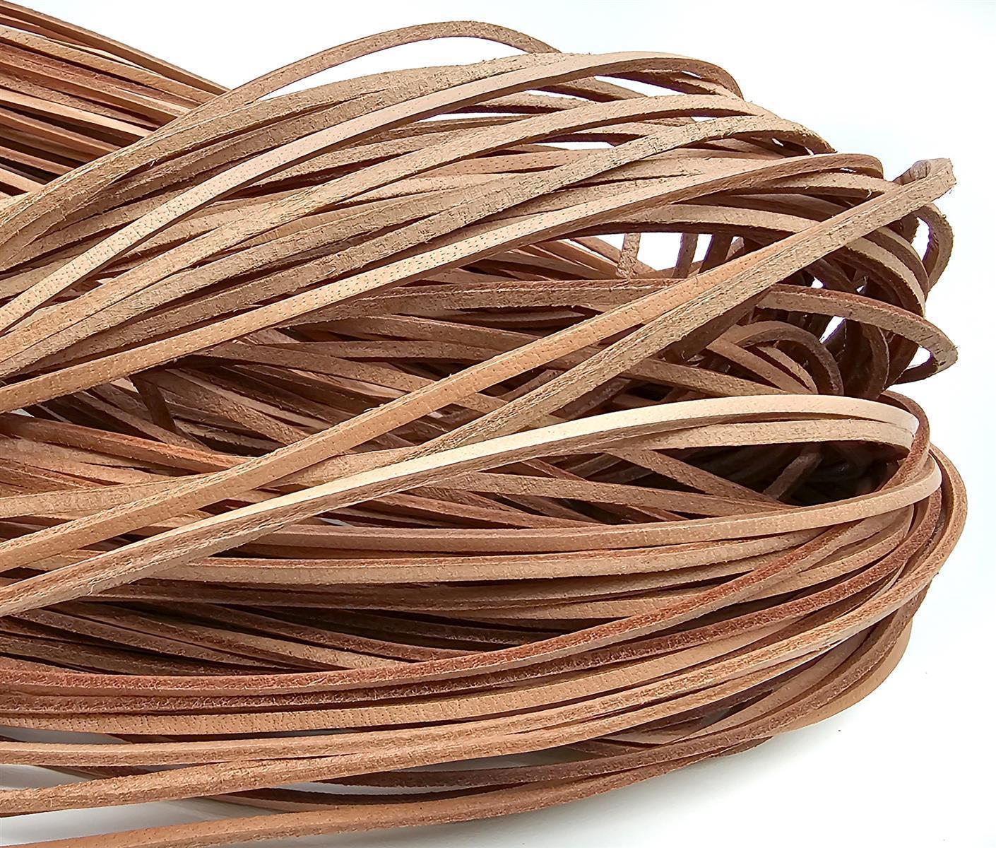 Lederband Flach Eckig 3 mm x 2 mm - Natur. Länge: 100 m