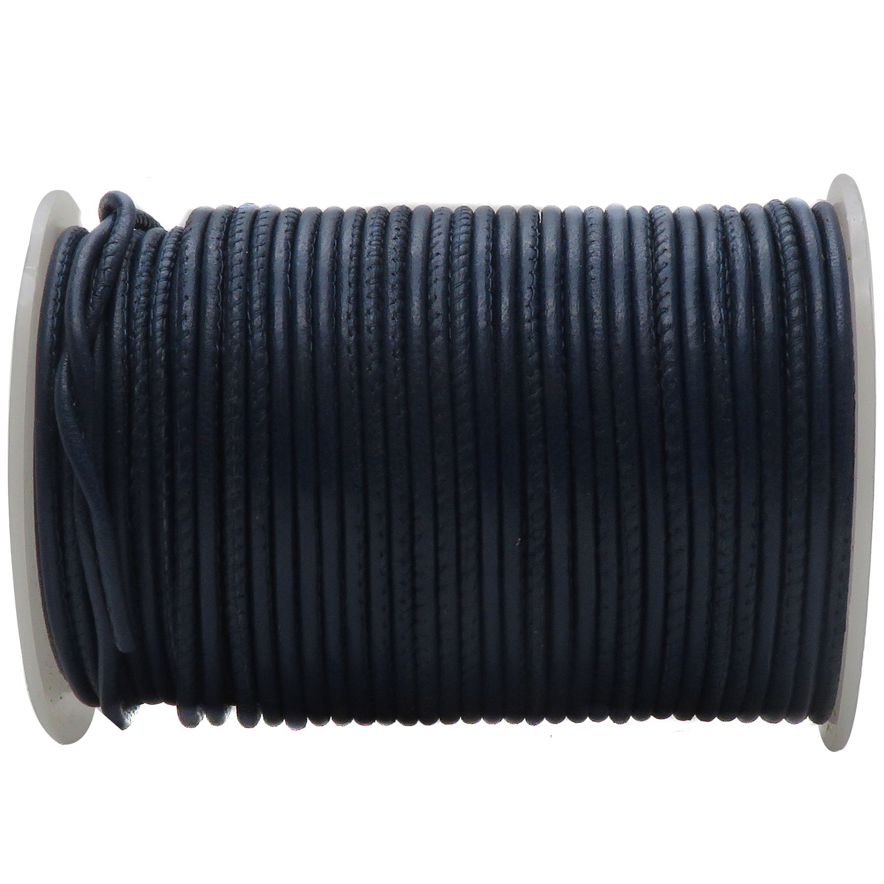 Lederschnur Rund gesäumt 2,5 mm - Navy. Länge: 5 m