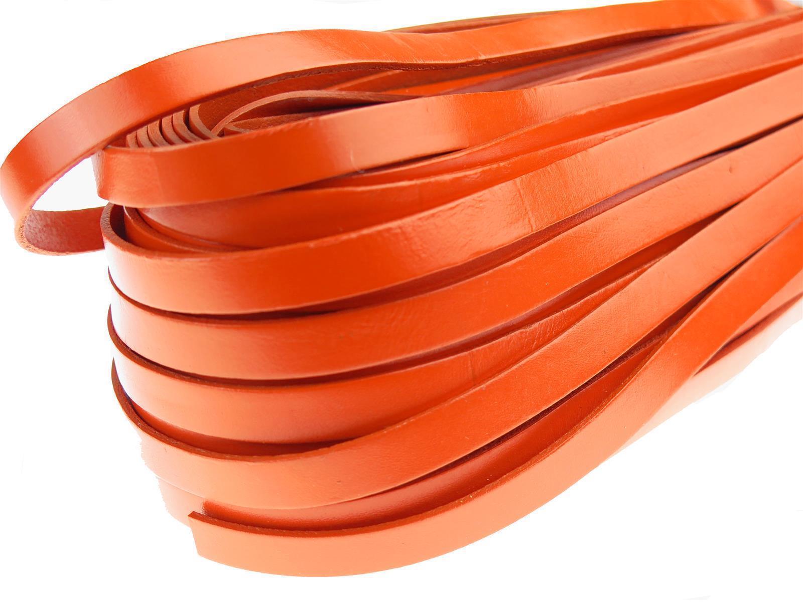 Lederband Flach 1 cm x 2 mm - Orange. Länge: 3 m