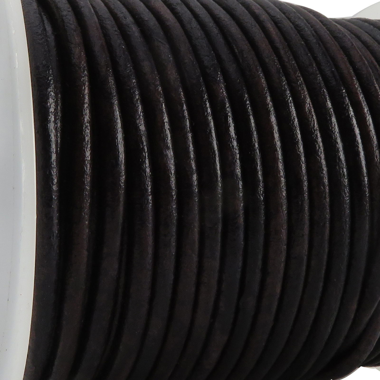 Lederschnur Rund 3 mm - Antik Schwarz. Länge: 10 m