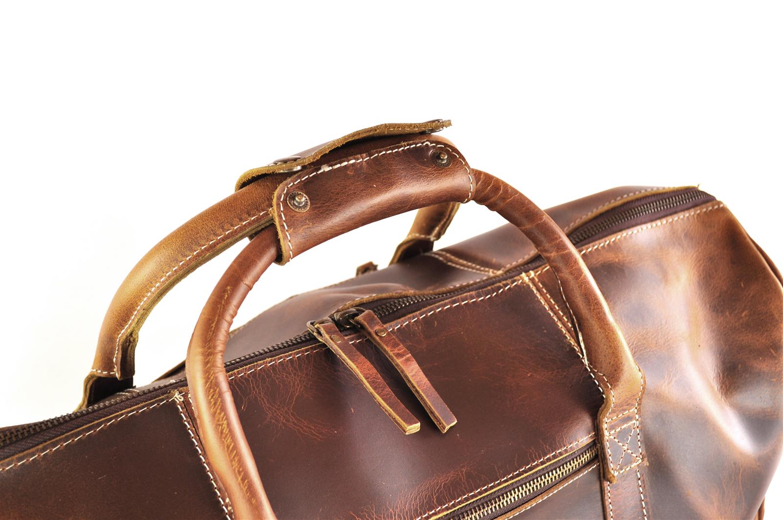 Große und robuste Ledertasche mit viel Stauraum in Vintage Antik Braun