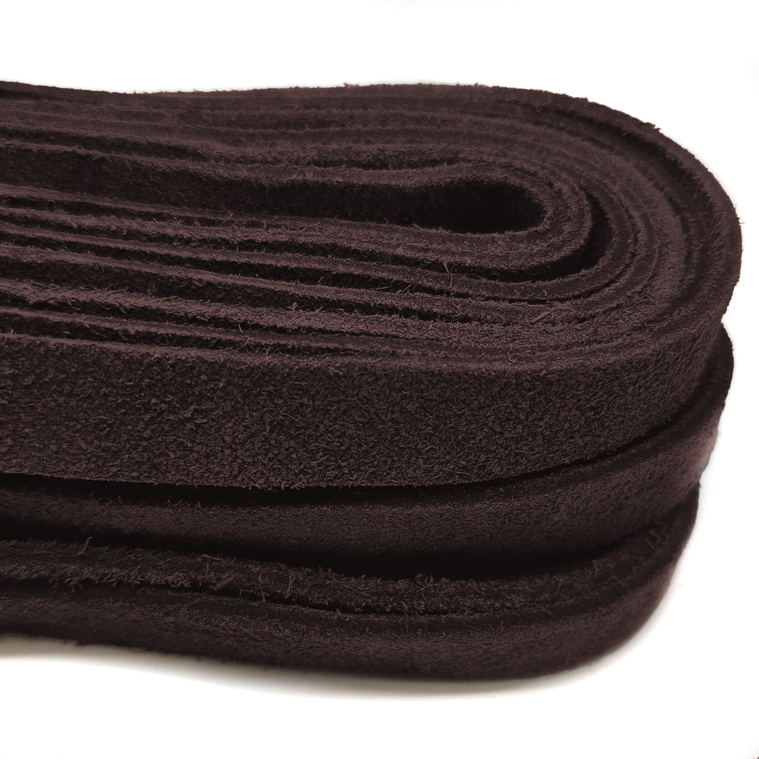 Lederband Flach Wildleder 15 mm x 2,5 mm - Braun. Länge: 15 m