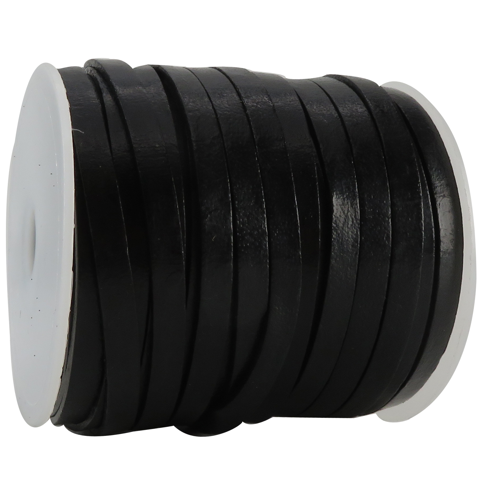 Lederband Flach 6 mm x 1,5 mm - Schwarz. Länge: 15 m