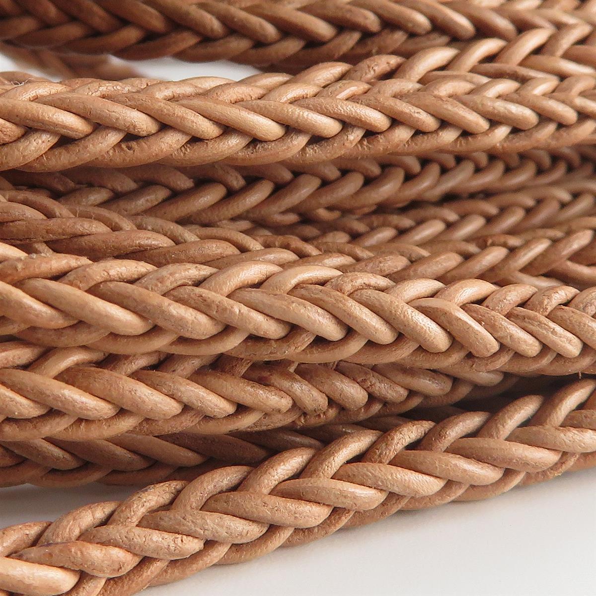 Lederschnur geflochten quadratisch 3 mm - Natur. Länge: 10 m