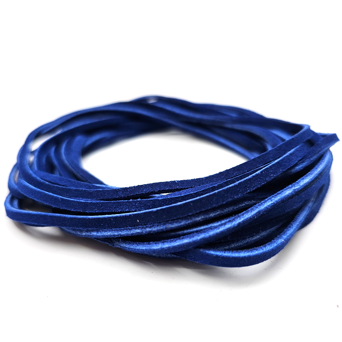 Lederband Flach Wild  3 mm x 1,5 mm - Blau. Länge: 25 m auf Rolle