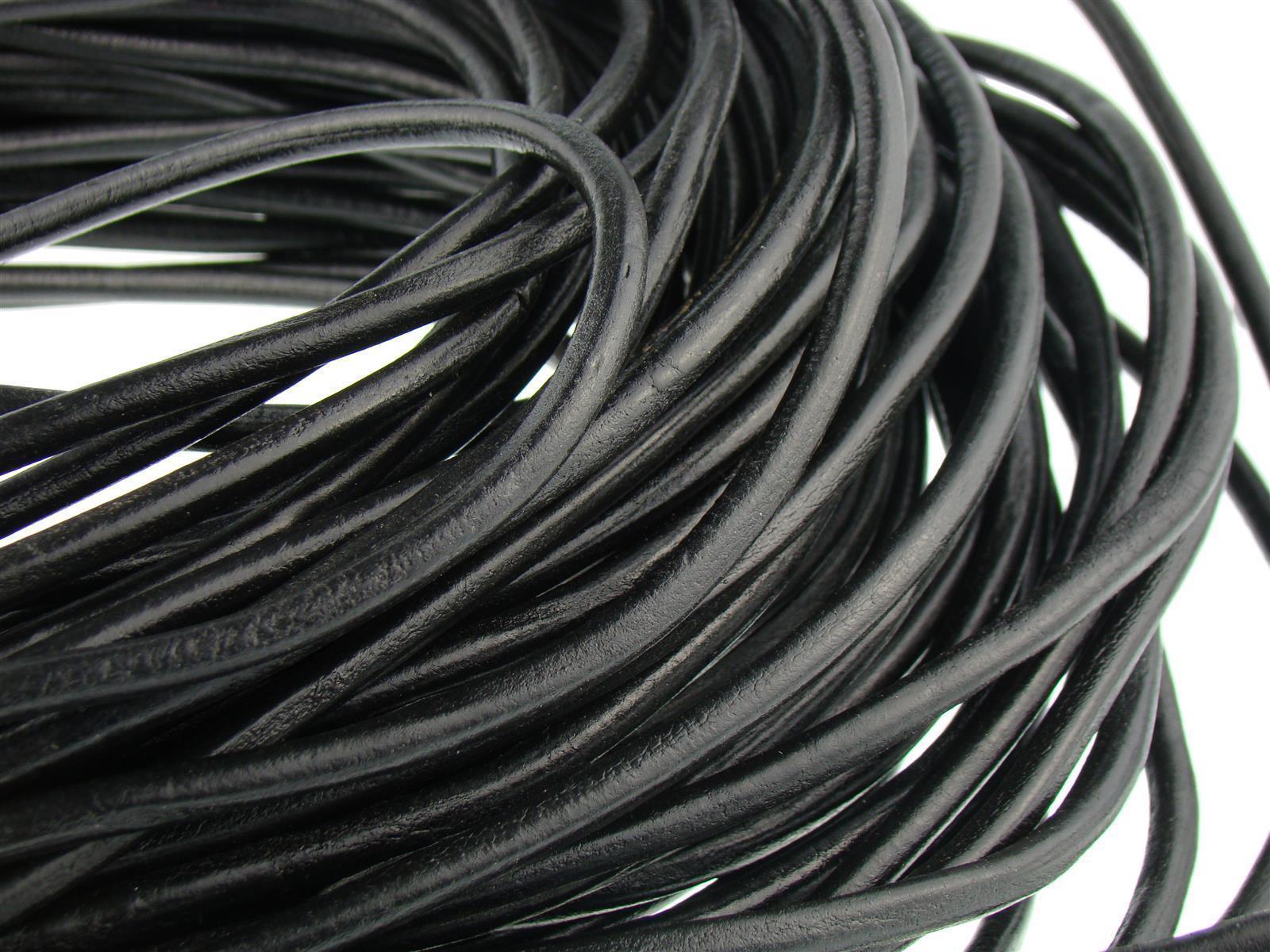 Lederschnur Rund 6 mm - Schwarz. Länge: 50 m