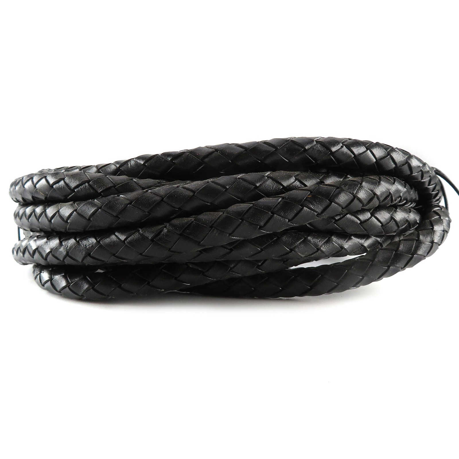GL10001_02 Lederschnur geflochten 10 mm - Schwarz. Länge: 5 m