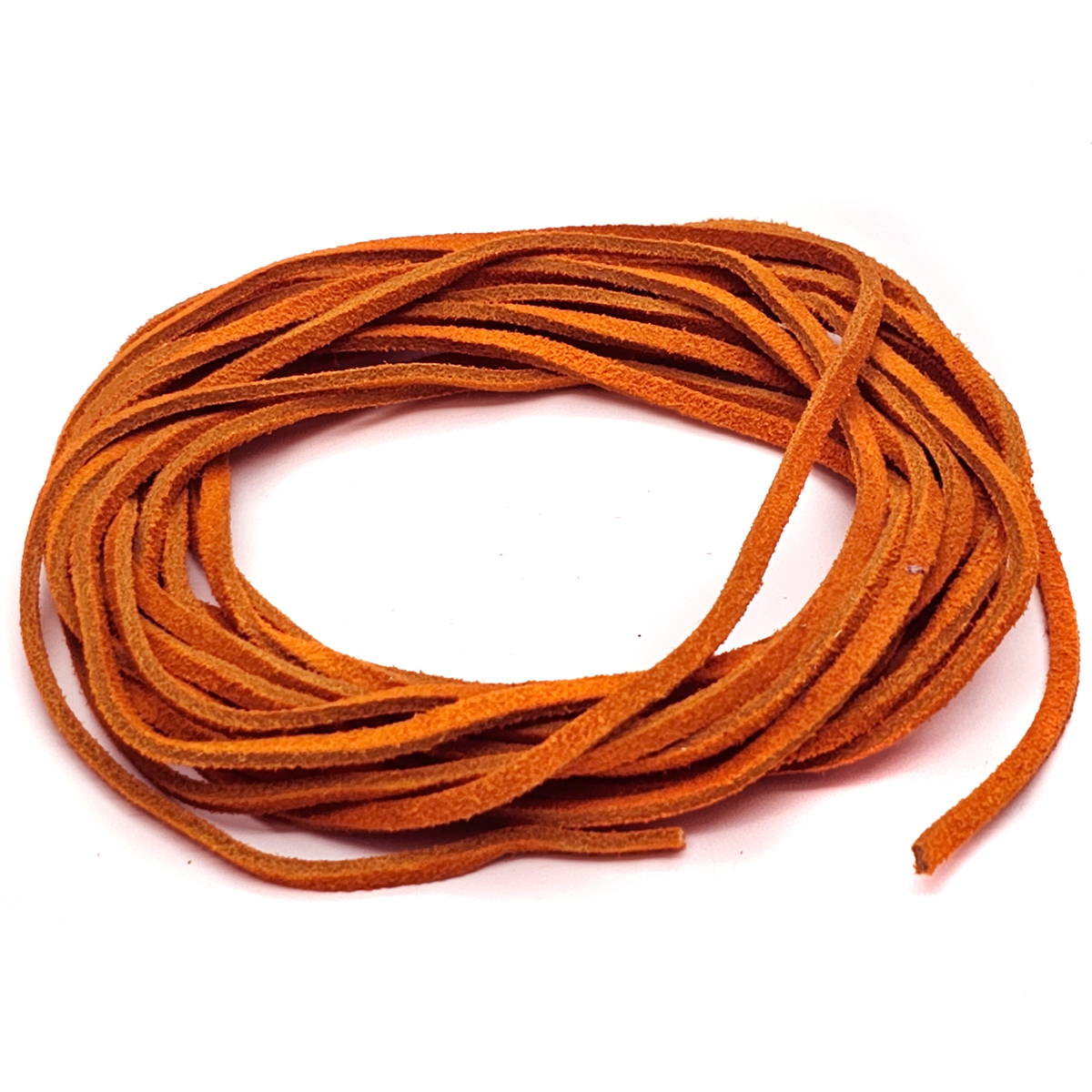 Lederband Flach Wild  3 mm x 1,5 mm - Orange. Länge: 25 m auf Rolle