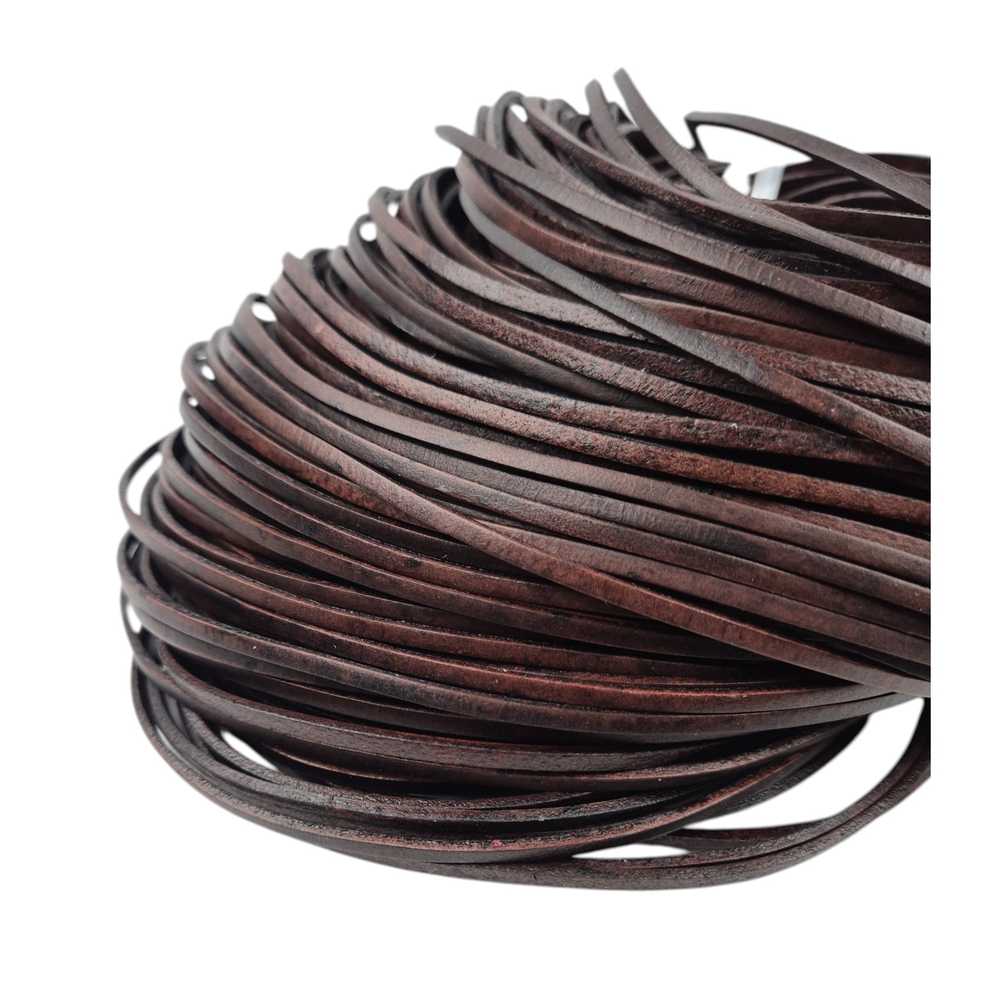 Lederband Flach Eckig 3 mm x 2 mm - Antik Braun