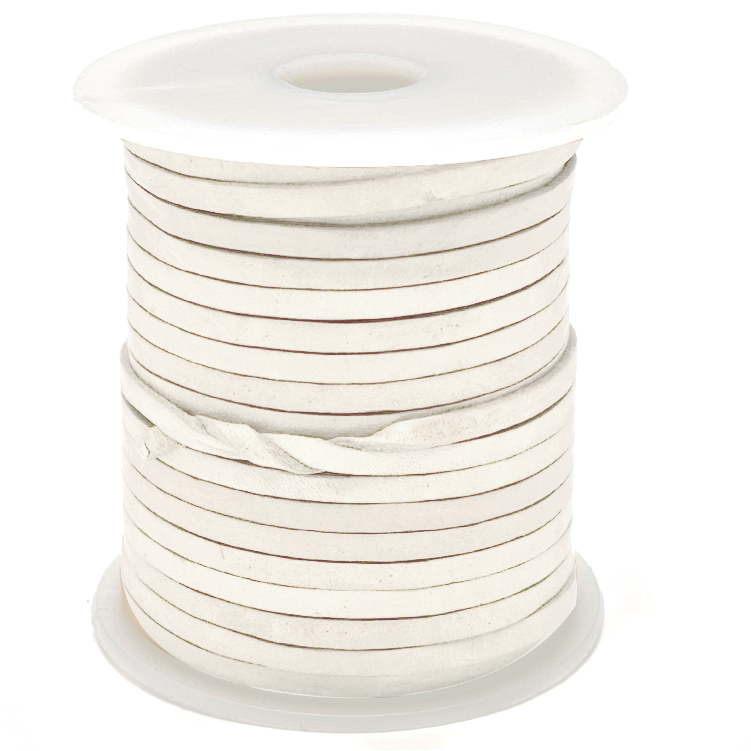 Lederband flach 3 mm Breite, 1 mm Dick fürs kreative Handwerk, Lederschmuckherstellung in Weiß