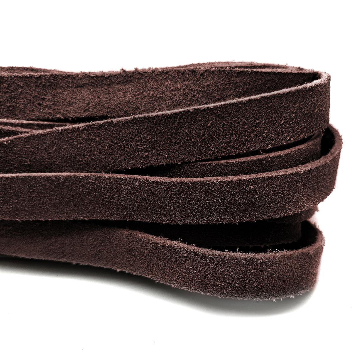 Lederband Flach Wildleder 15 mm x 2,5 mm - Braun. Länge: 15 m