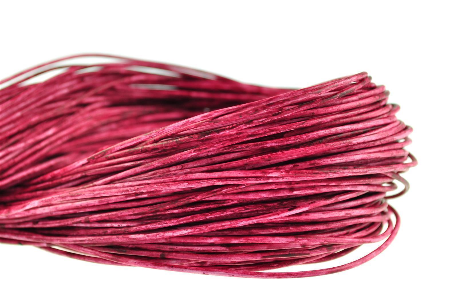 Lederschnur Rund 2 mm - Mesh Karminrot. Länge: 30 m