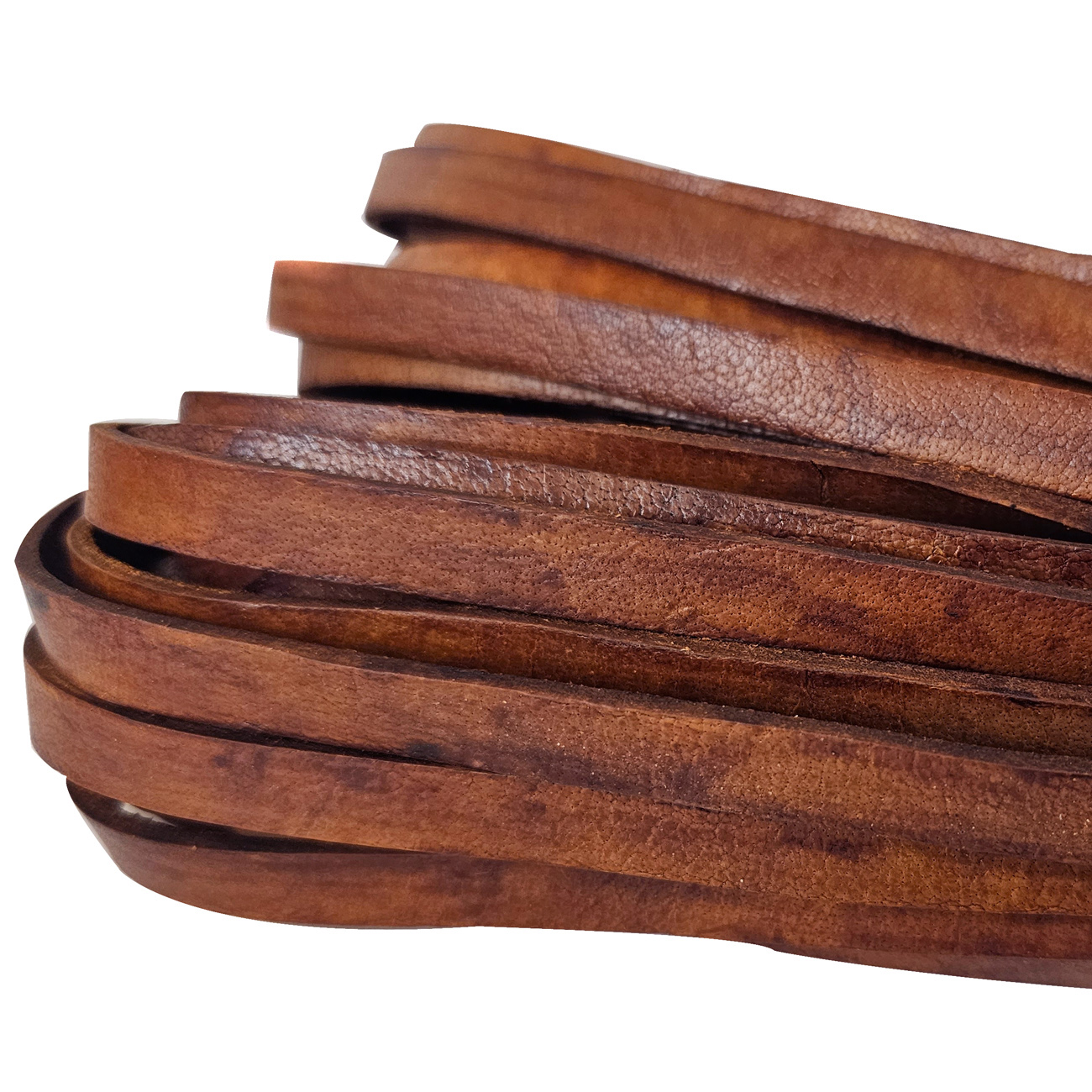 Antik Braunes Lederband mit 1 cm Breite und wählbarer Länge - vegetabil gegerbt
