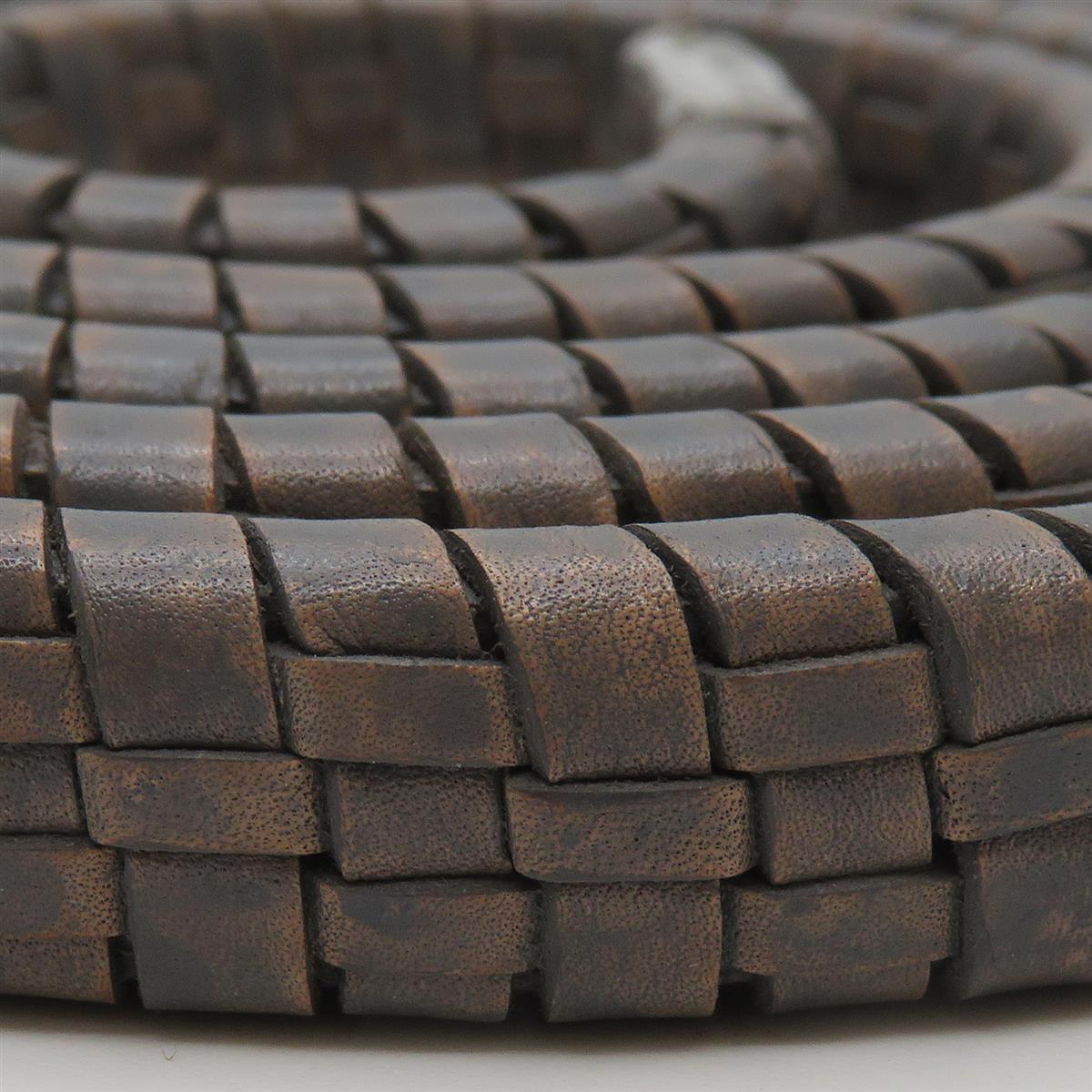 Lederband Geflochten oval | 1 Meter | 11 mm x 6 mm | Grau