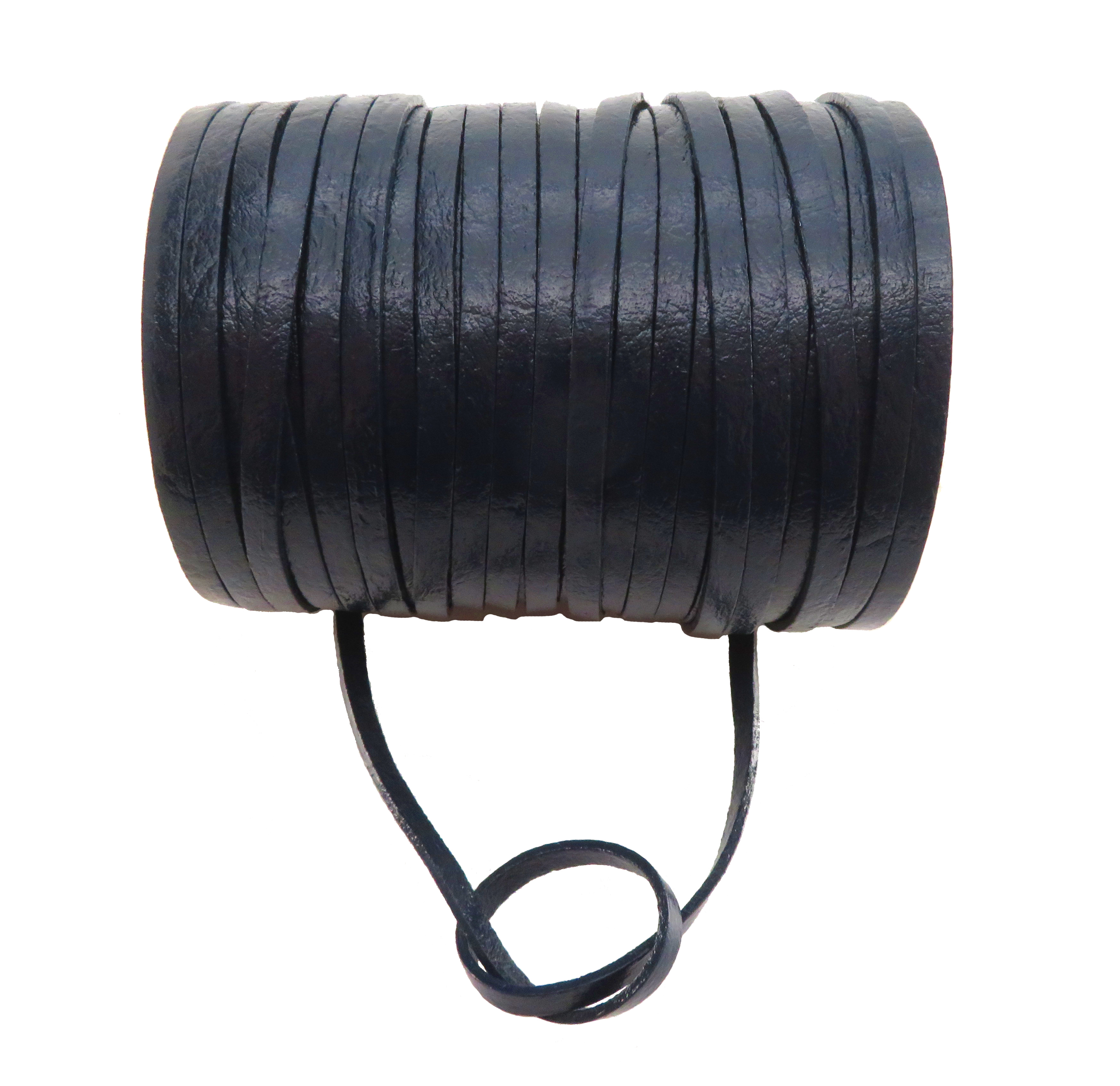 Lederband Flach 5 mm x 2 mm - Navy. Länge: 25 m auf Rolle
