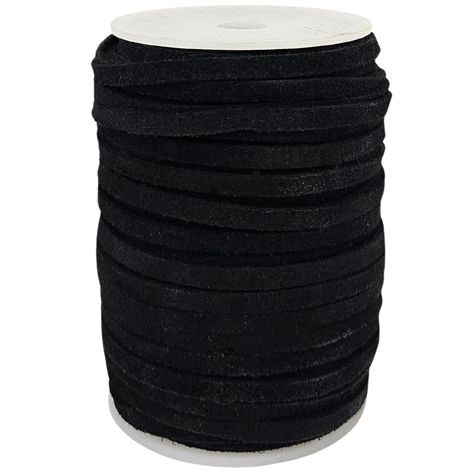 Lederband Flach Wildleder 5 x 1,5  mm - Schwarz 25 m auf Rolle