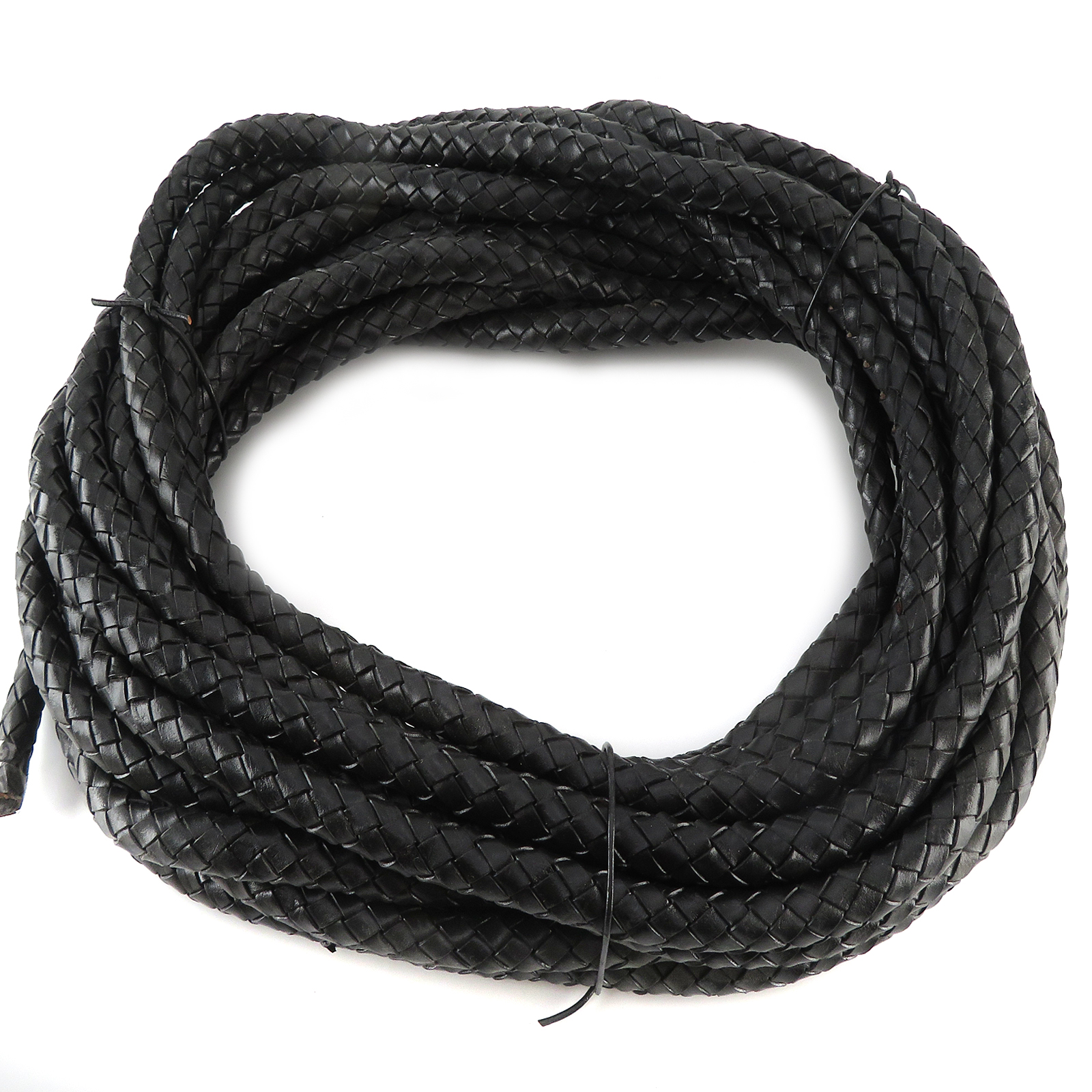 GL10001_01 Lederschnur geflochten 10 mm - Schwarz. Länge: 5 m