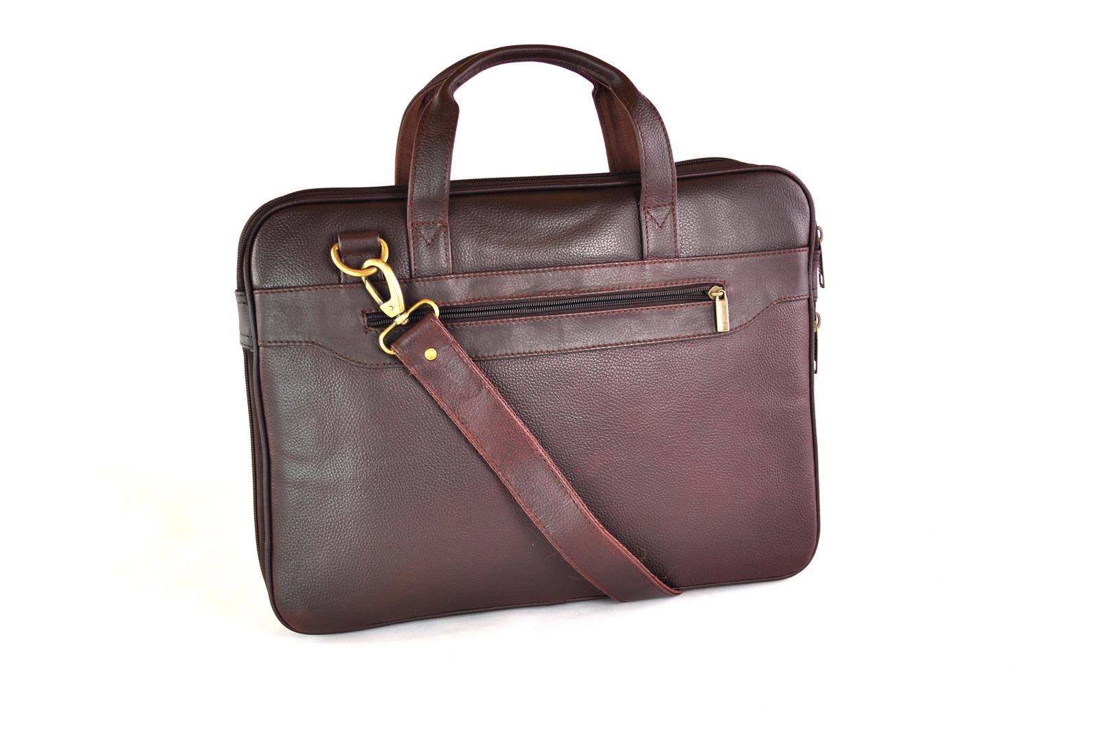Klassische Ledertasche für Laptop und Unterlagen in Braun