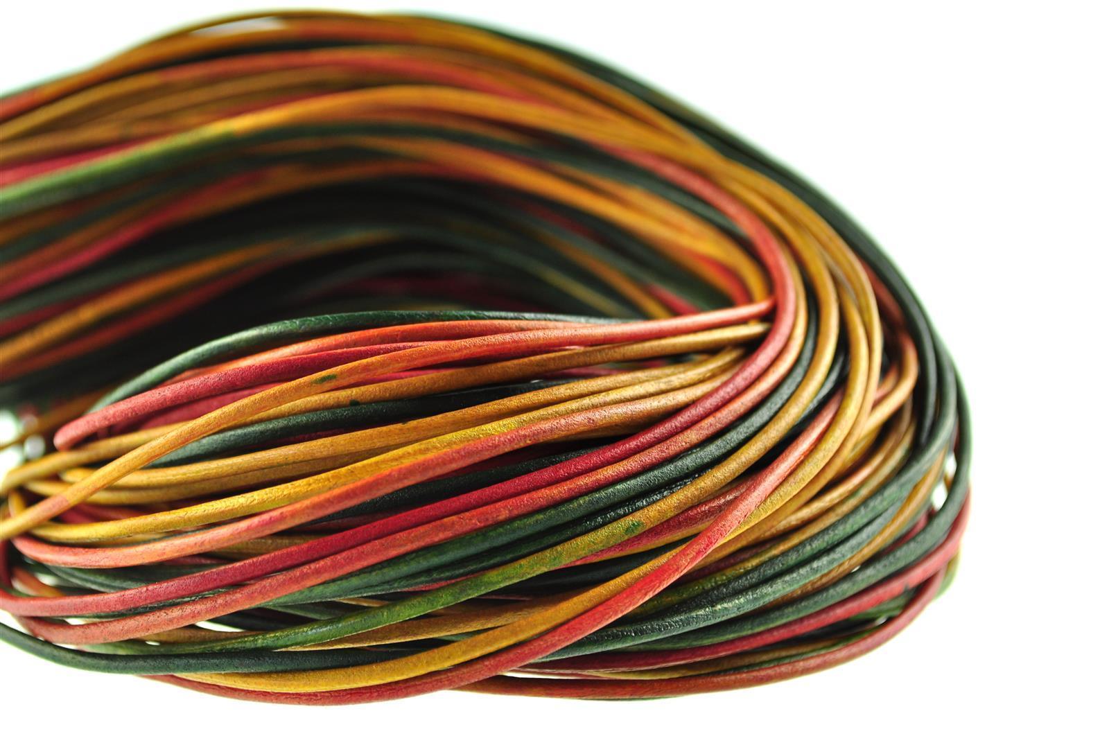 Lederschnur Rund 2 mm - Multicolor. Länge: 5 m