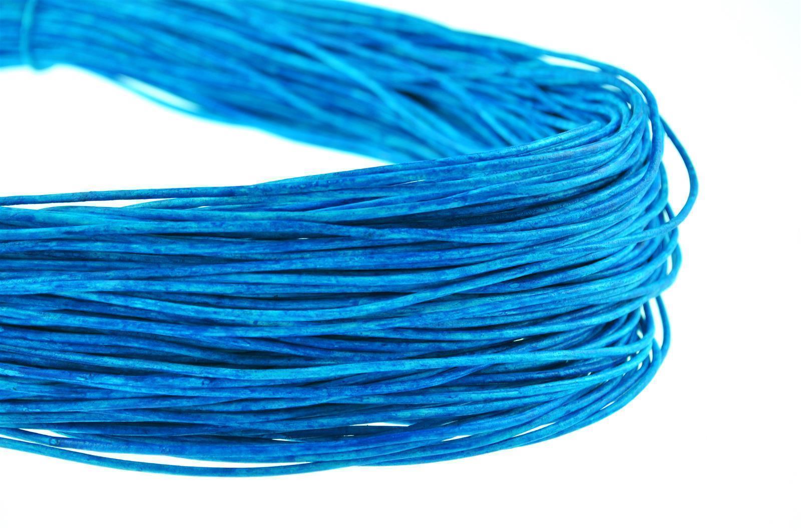 Lederschnur Rund 1,5 mm - Mesh Azur Blau. Länge: 30 m